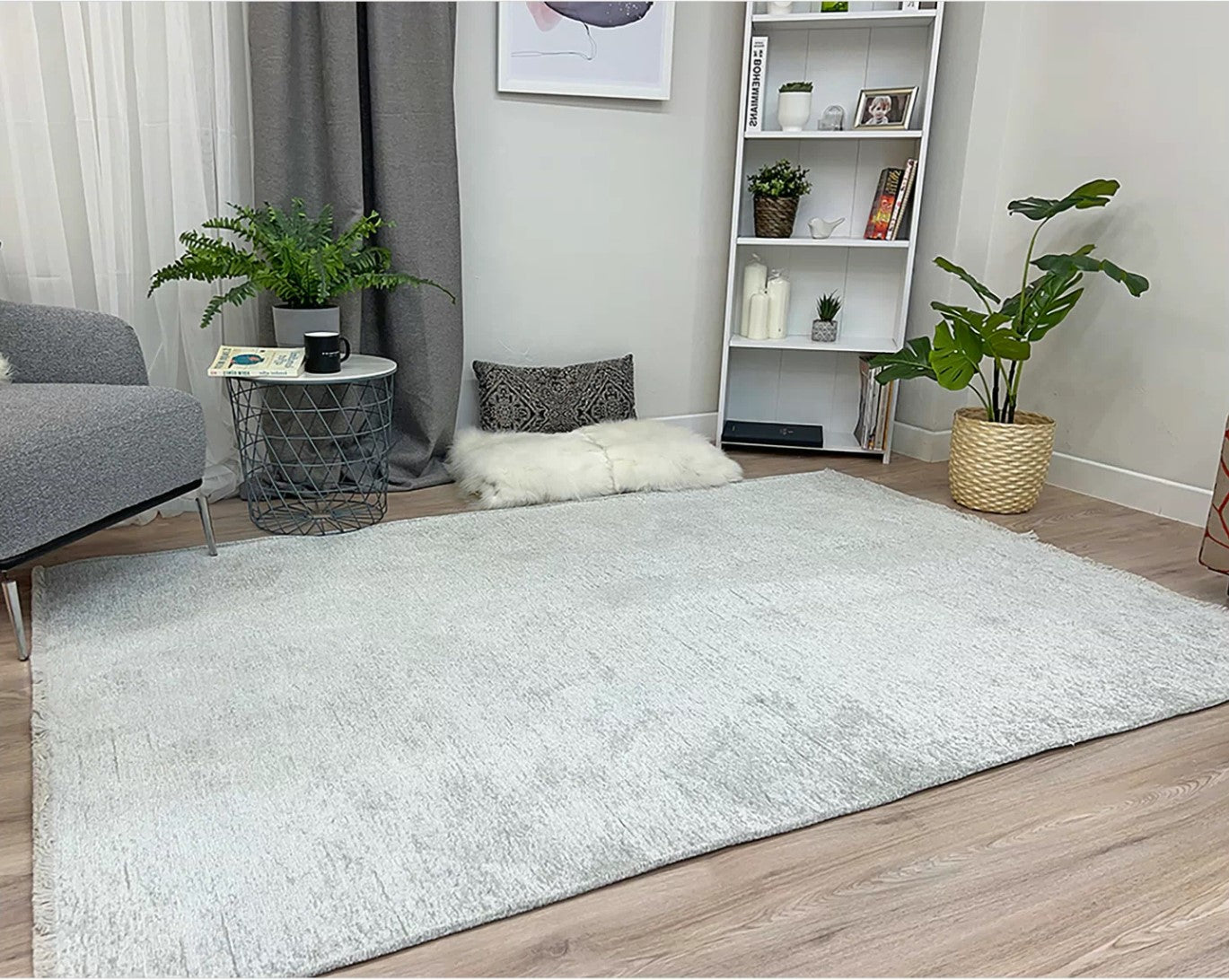 Gri Düz Dokuma Bohem Halı - Pera Halı