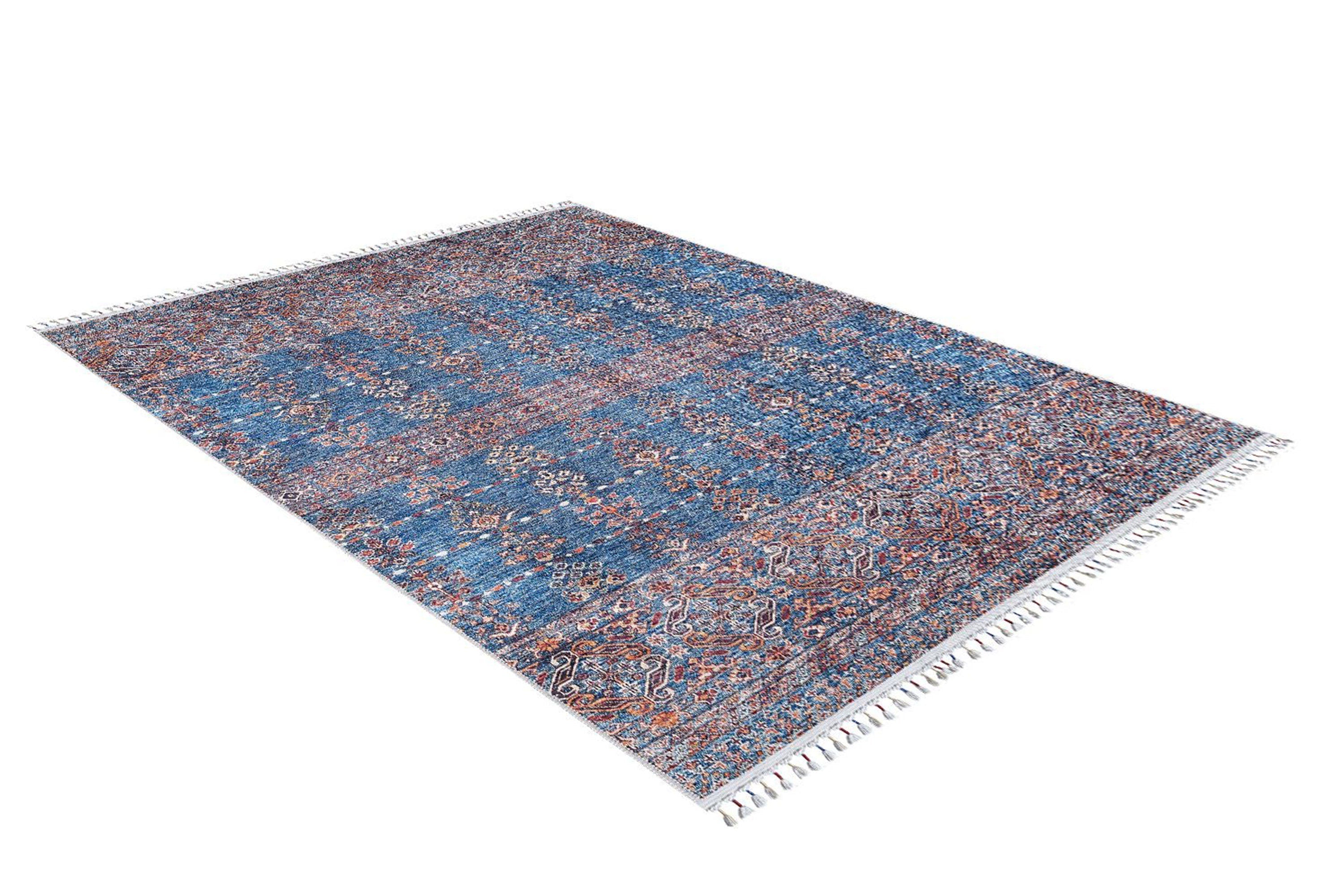 Eşsiz Antik Desenli Kırmızı Mavi Kilim Halı - Pera Halı