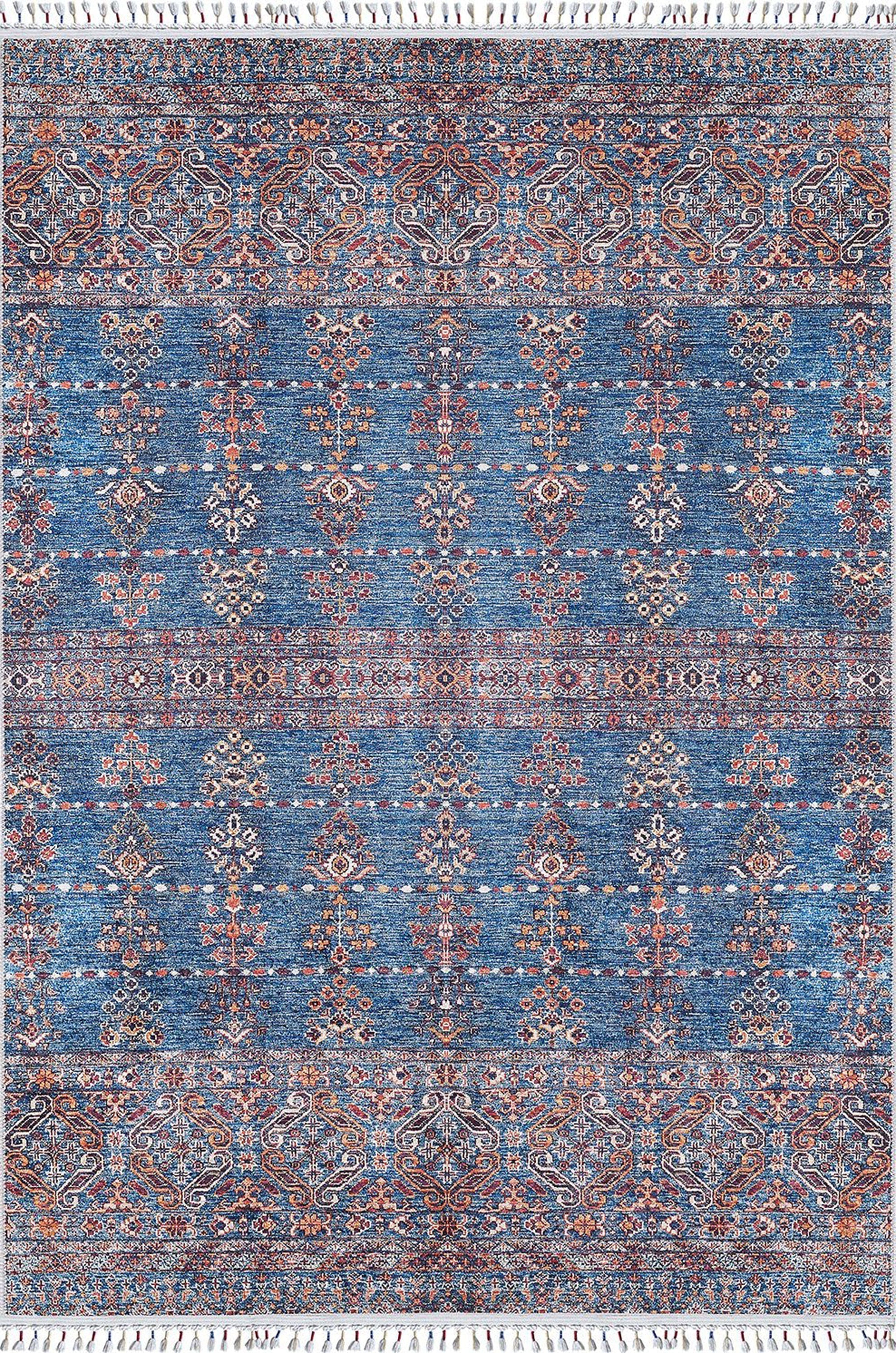Eşsiz Antik Desenli Kırmızı Mavi Kilim Halı - Pera Halı