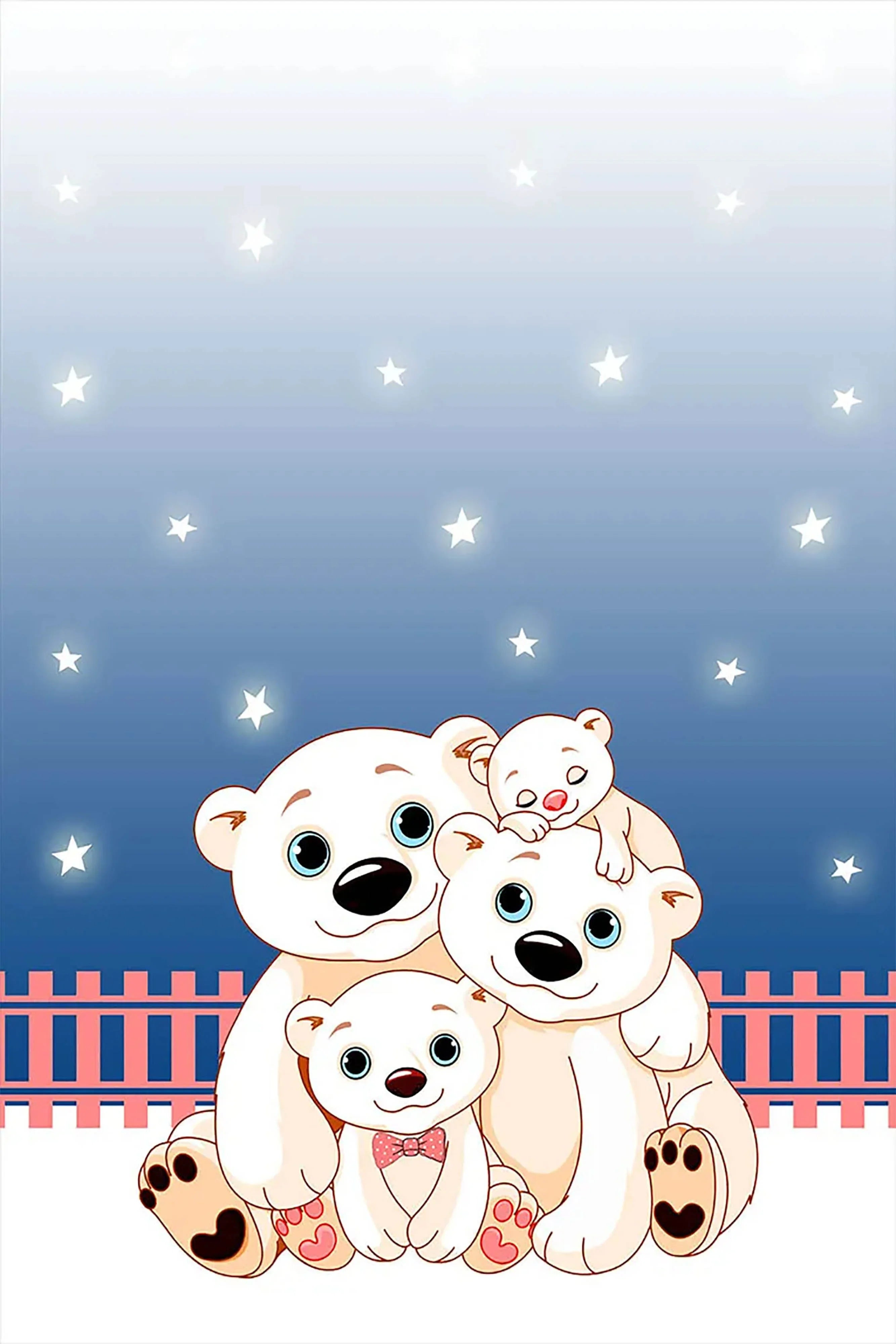 Sevimli Kutup Ayıları Desenli Mavi Çocuk Halısı-Pera Halı