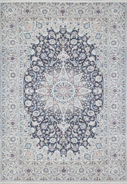 Eşsiz Antik Desenli Beyaz Lacivert Kilim Halı - Pera Halı