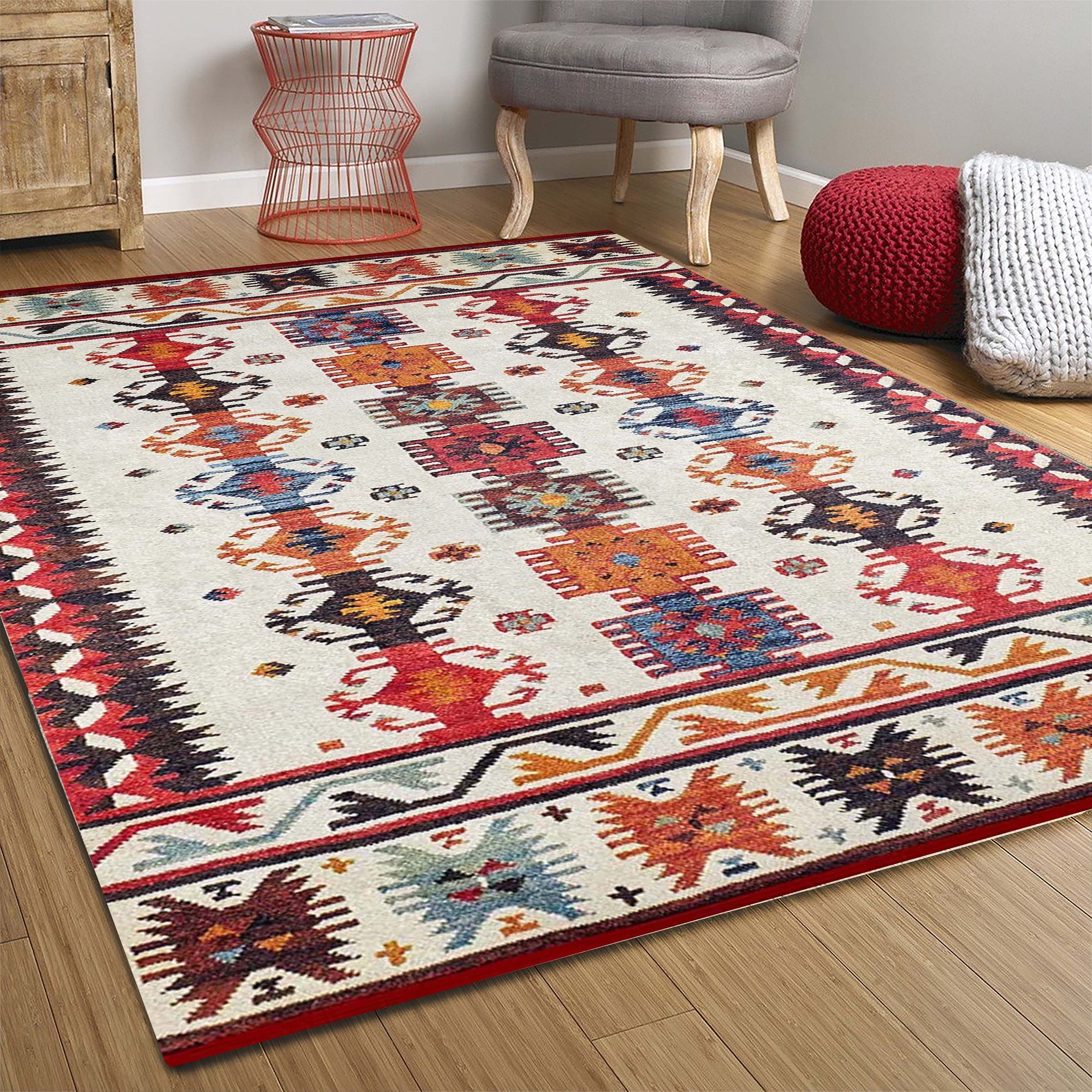 Güneybatı Aztek Desenli Renkli Kilim Halı - Pera Halı