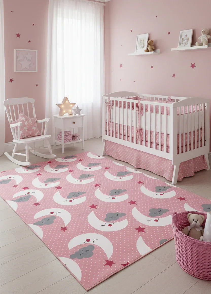 Şirin Uyku Temalı Pembe Çocuk Halısı-Pera Halı