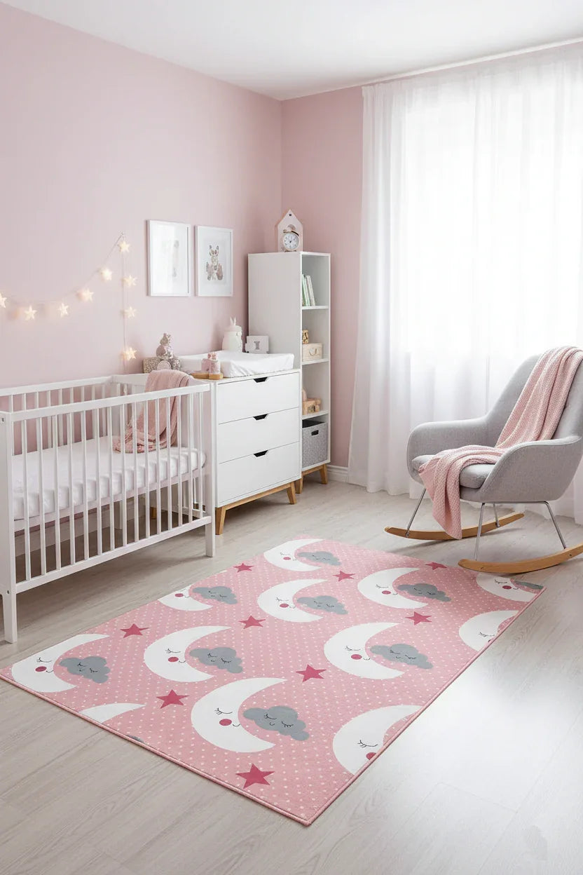 Şirin Uyku Temalı Pembe Çocuk Halısı-Pera Halı