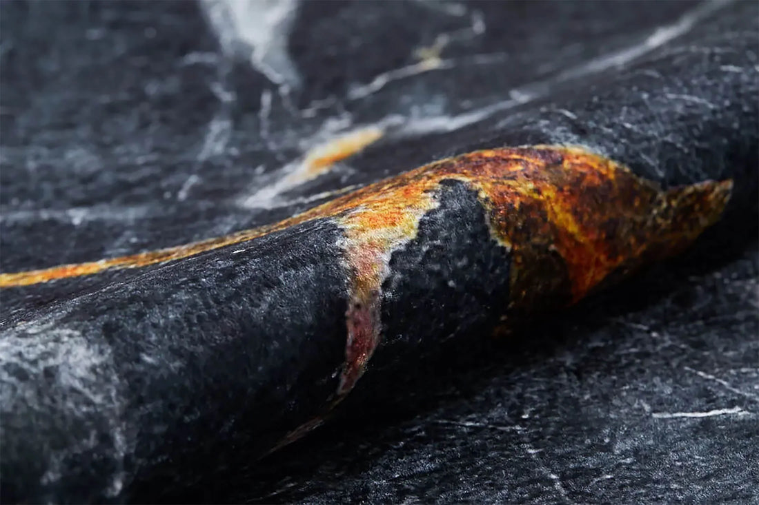 Siyah Altın Mermer Desenli Modern Halı-Pera Halı