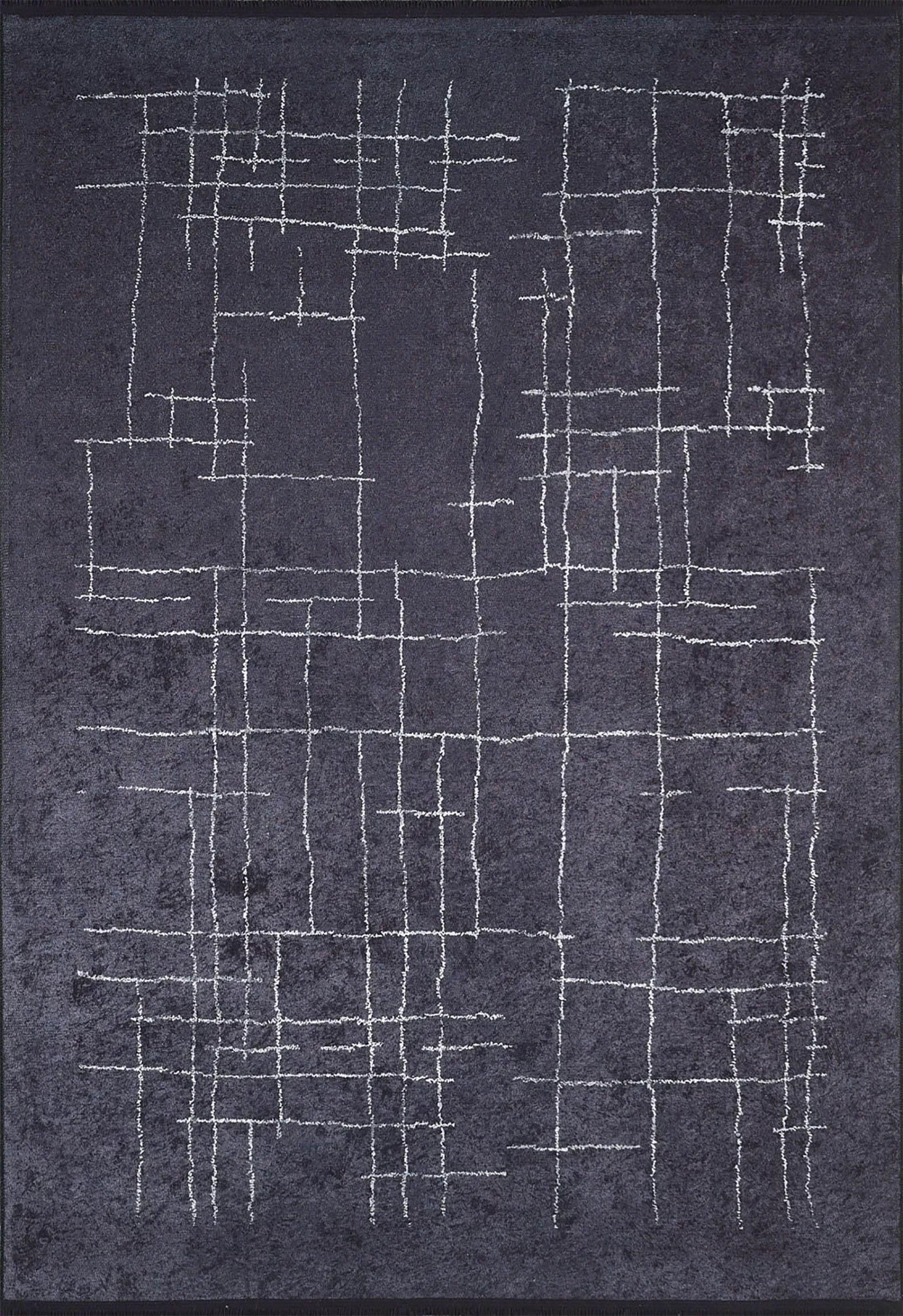 Siyah Beyaz Geometrik Halı-Pera Halı