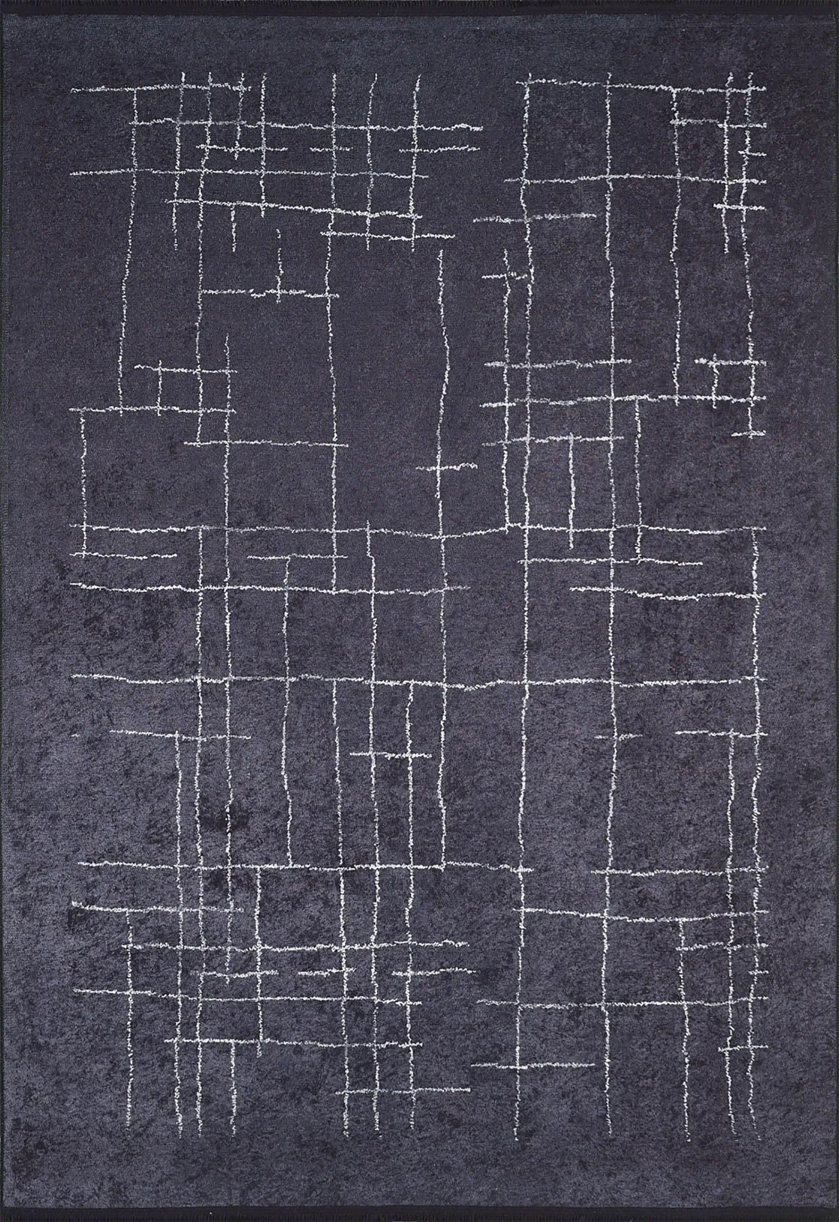 Siyah Beyaz Geometrik Halı-Pera Halı