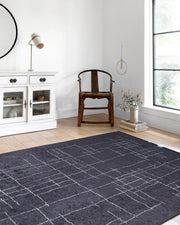 Siyah Beyaz Geometrik Halı-Pera Halı