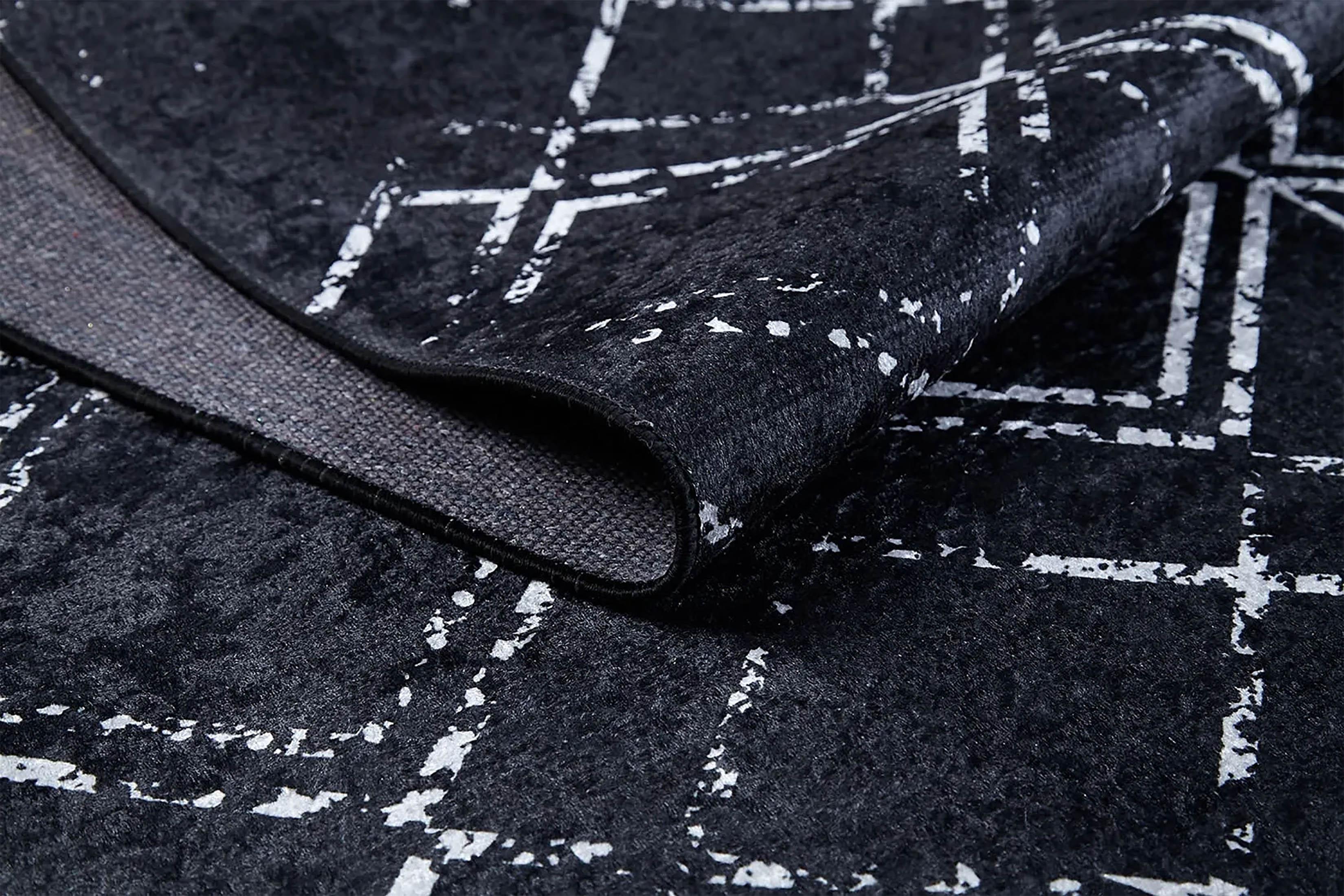 Siyah Gri Geometrik Antika Halı-Pera Halı