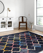 Siyah Renkli Geometrik Halı-Pera Halı