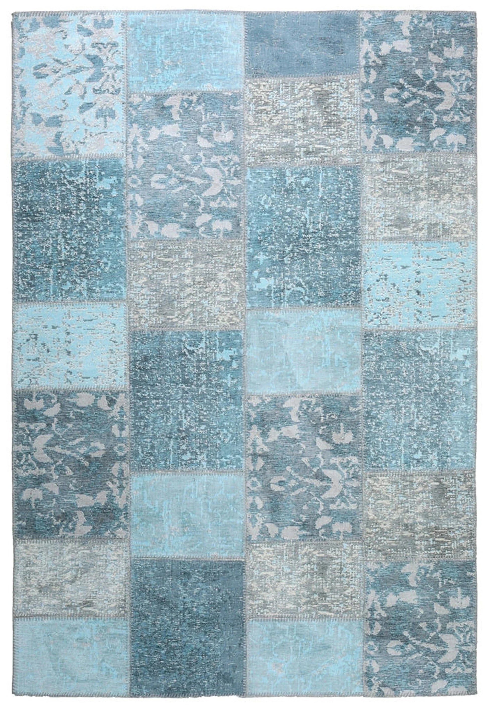Eskitme Patchwork Açık Gökyüzü Mavi Halı - Pera Halı