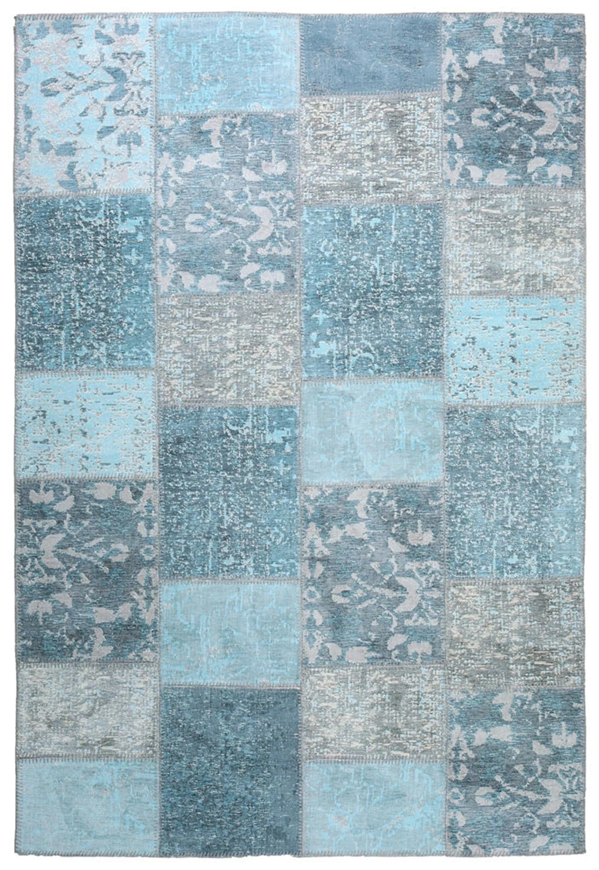Eskitme Patchwork Açık Gökyüzü Mavi Halı - Pera Halı
