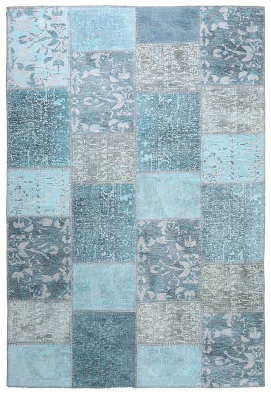 Eskitme Patchwork Açık Gökyüzü Mavi Halı - Pera Halı