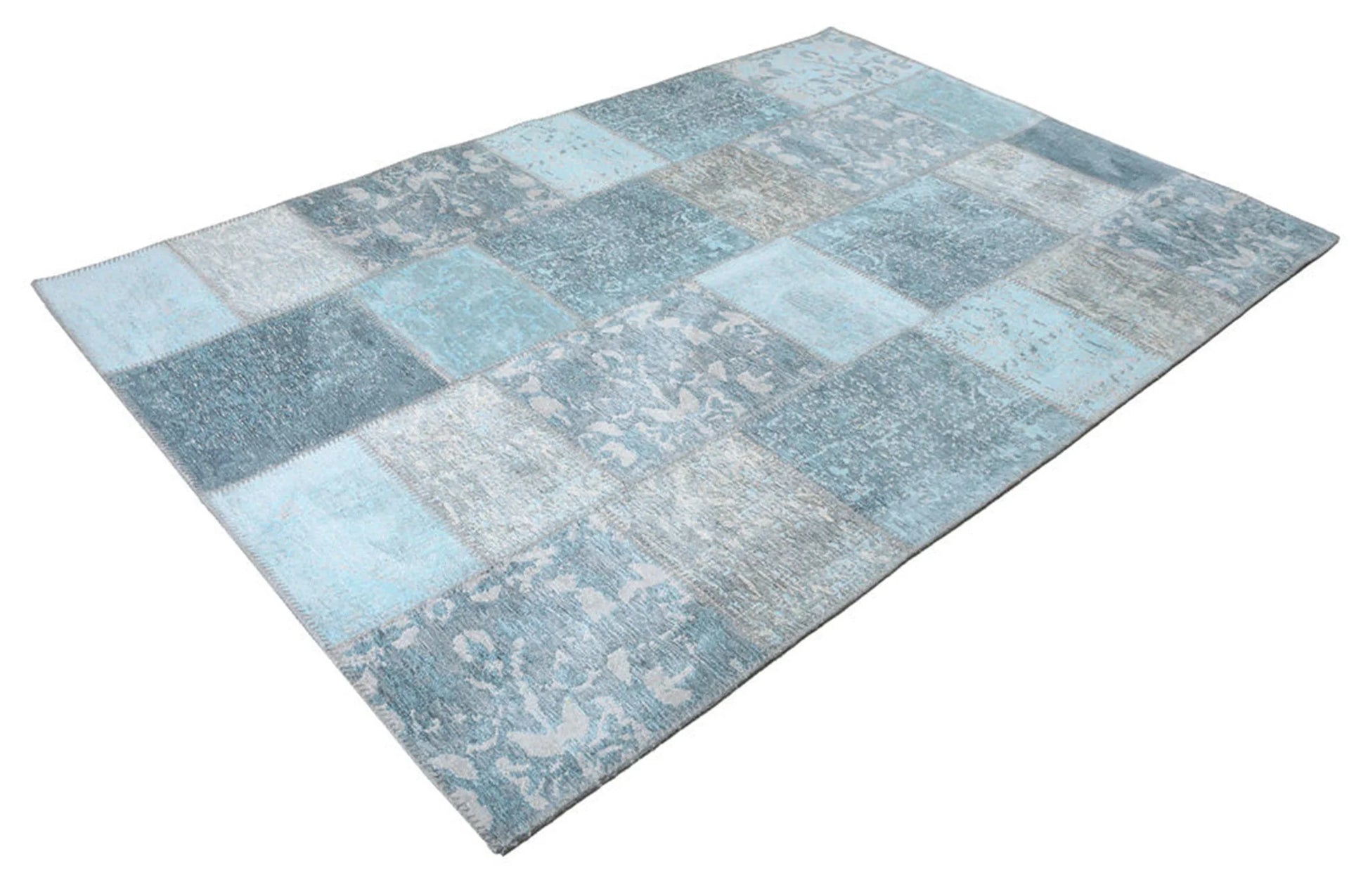Eskitme Patchwork Açık Gökyüzü Mavi Halı - Pera Halı