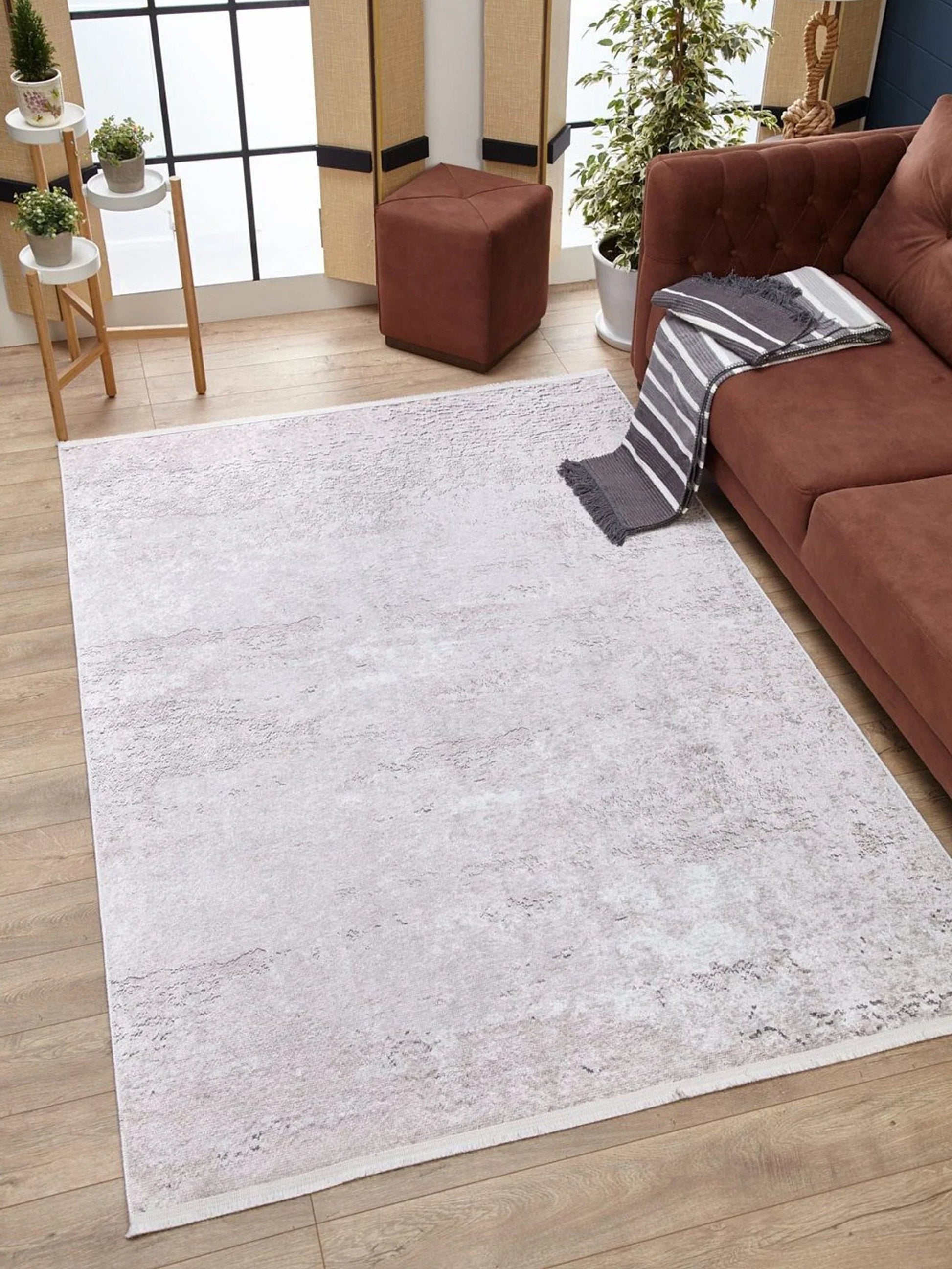 Soft Gri Bej Eskitme Desenli Halı-Pera Halı