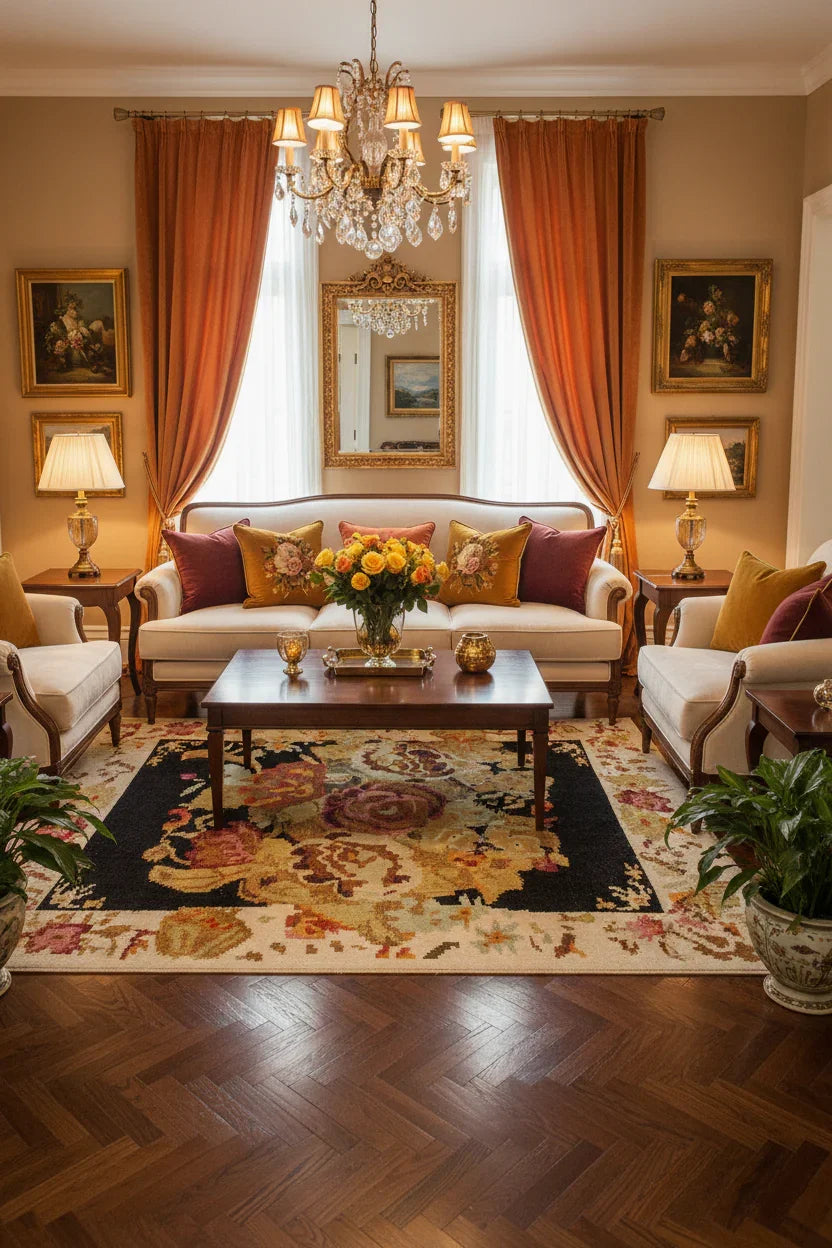 Soho Karabağ Çiçekli Bohem Dekoratif Sarı Halı-Pera Halı