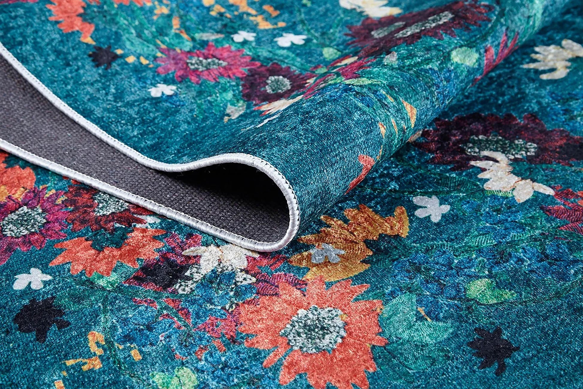 Soho Yeşil Gül Çiçekli Dekoratif Halı-Pera Halı