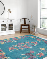 Soho Yeşil Gül Çiçekli Dekoratif Halı-Pera Halı