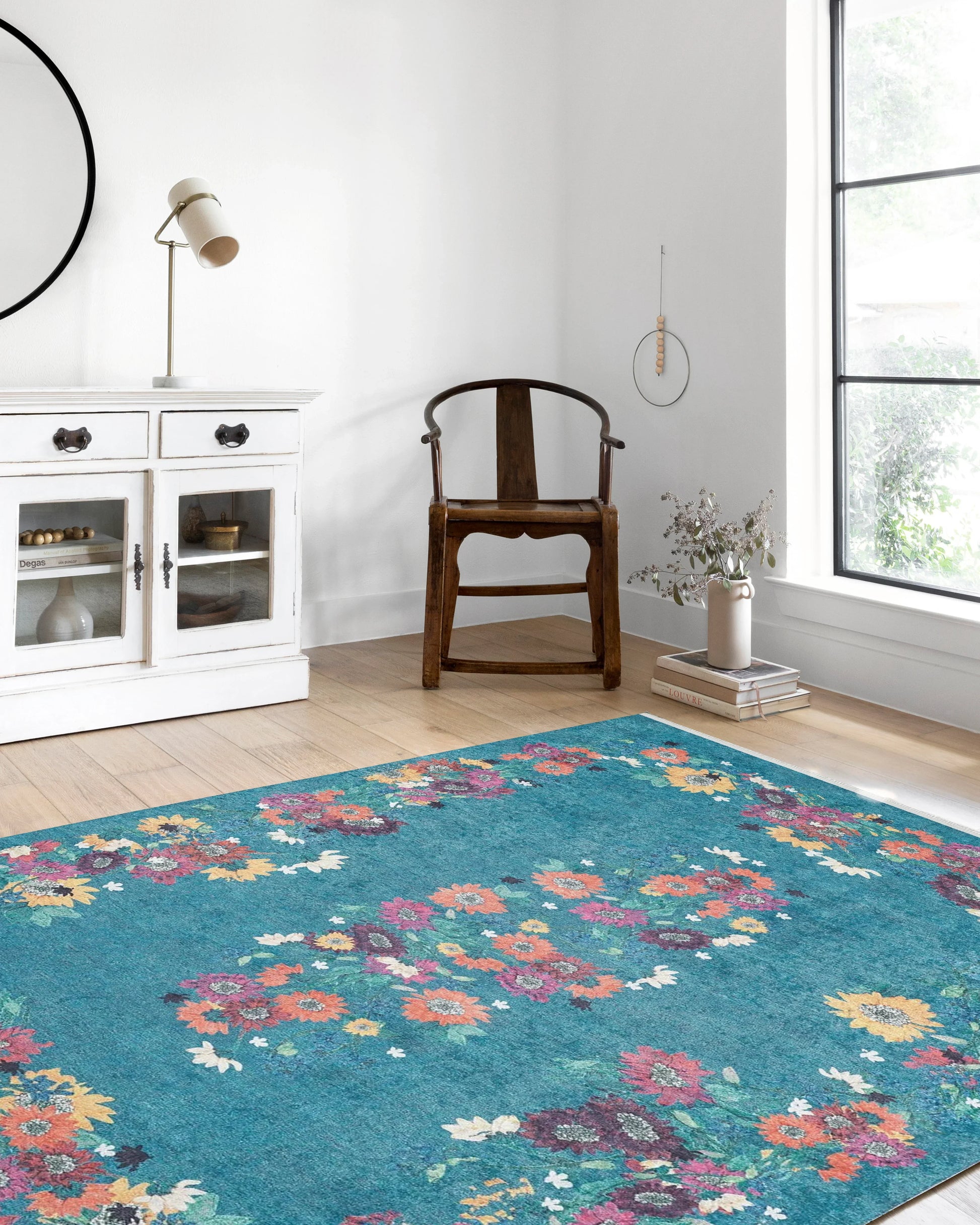 Soho Yeşil Gül Çiçekli Dekoratif Halı-Pera Halı