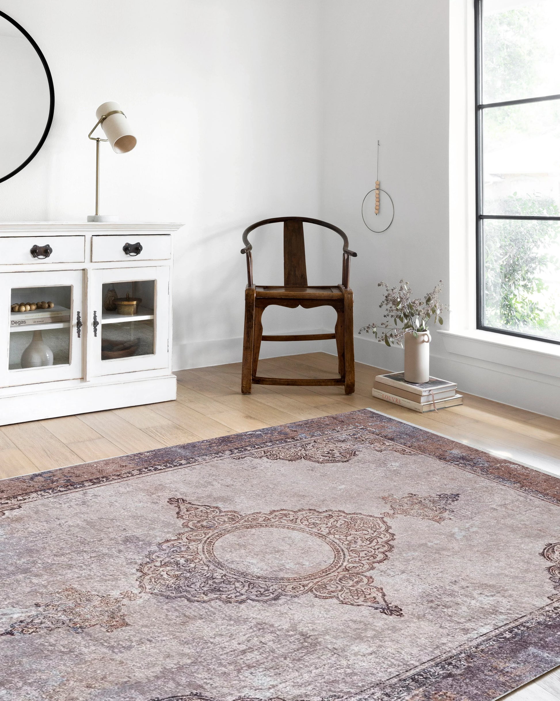 Soluk Pembe Krem Bej Geometrik Desenli Kilim Halı-Pera Halı