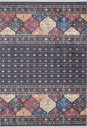 Geometrik Desenli Bohem Siyah Halı - Pera Halı