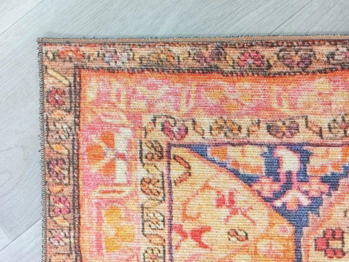 Grauer Vintage-Teppich mit geometrischem Muster