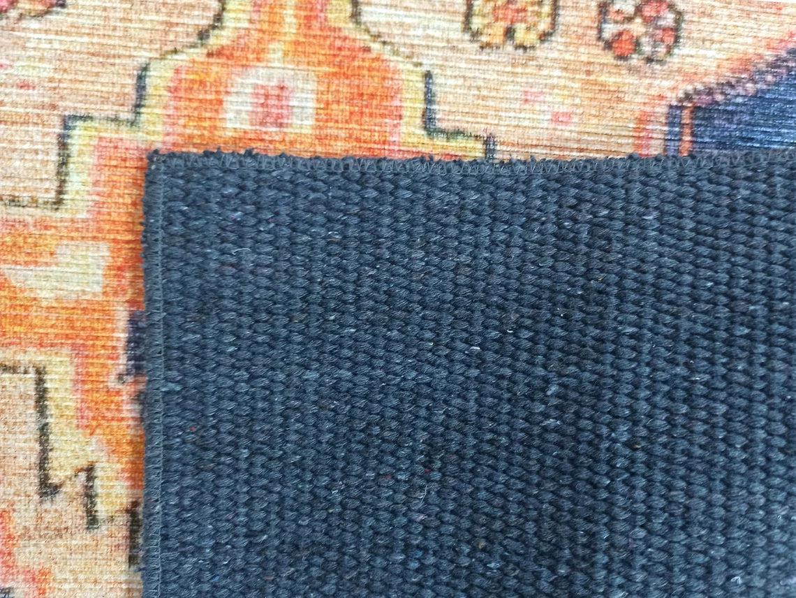 Grauer Vintage-Teppich mit geometrischem Muster