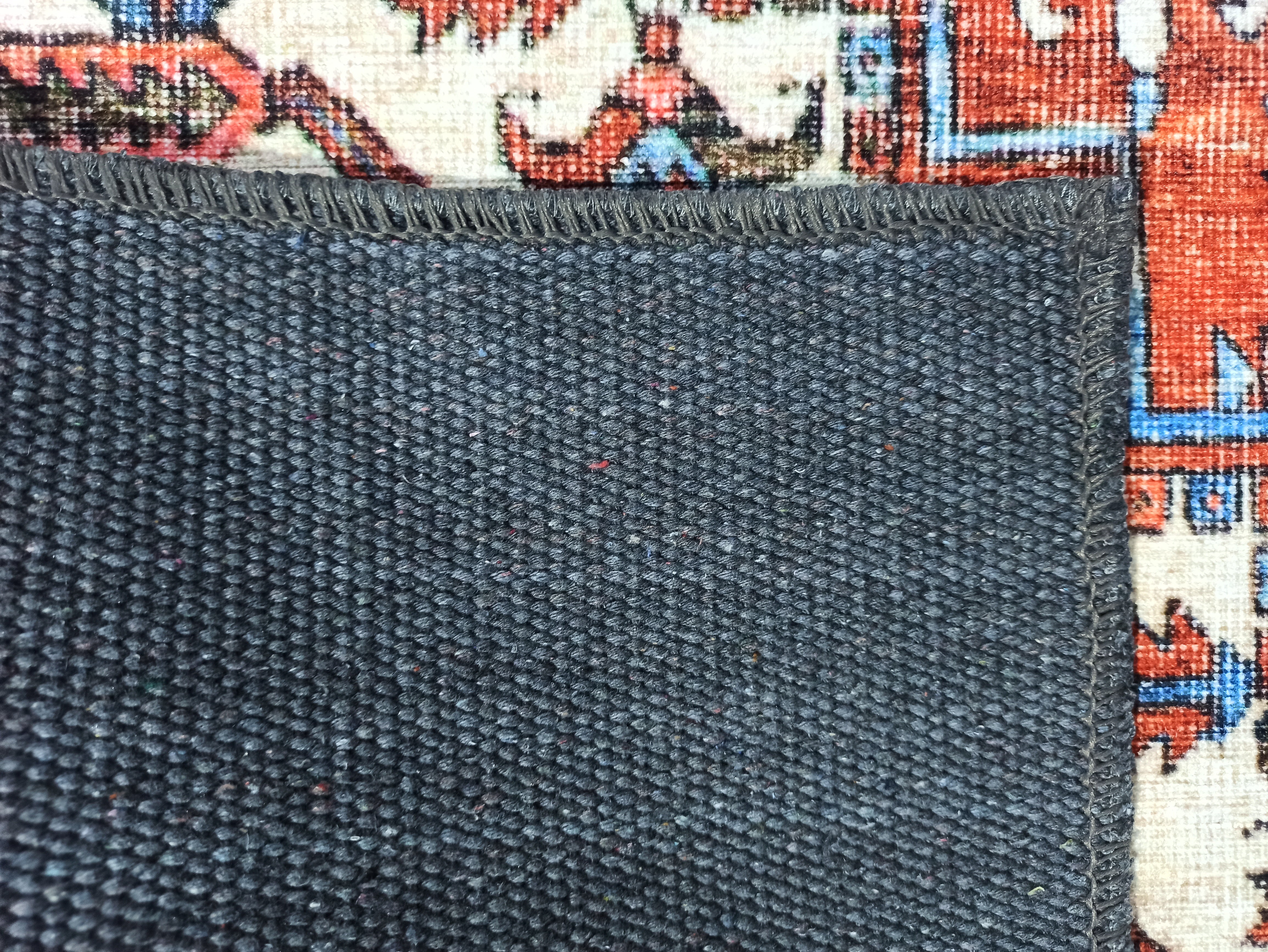 Vintage-Teppich im persischen Stil mit Fliesen und Orangetönen