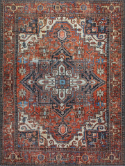 Vintage-Teppich im persischen Stil mit Fliesen und Orangetönen