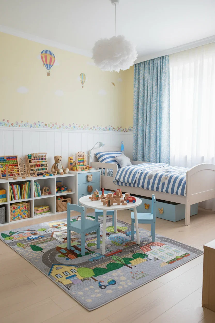 Trafik Temalı Çocuk Halısı-Pera Halı