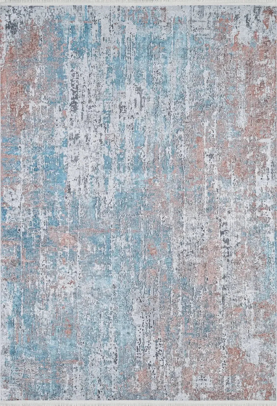 Turkuaz Somon ve Gri Tonlarda Halısı-Pera Halı