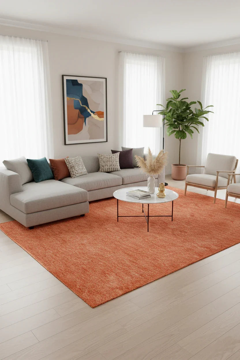 Turuncu Düz Yıkanabilir Antibakteriyel Halı-Pera Halı