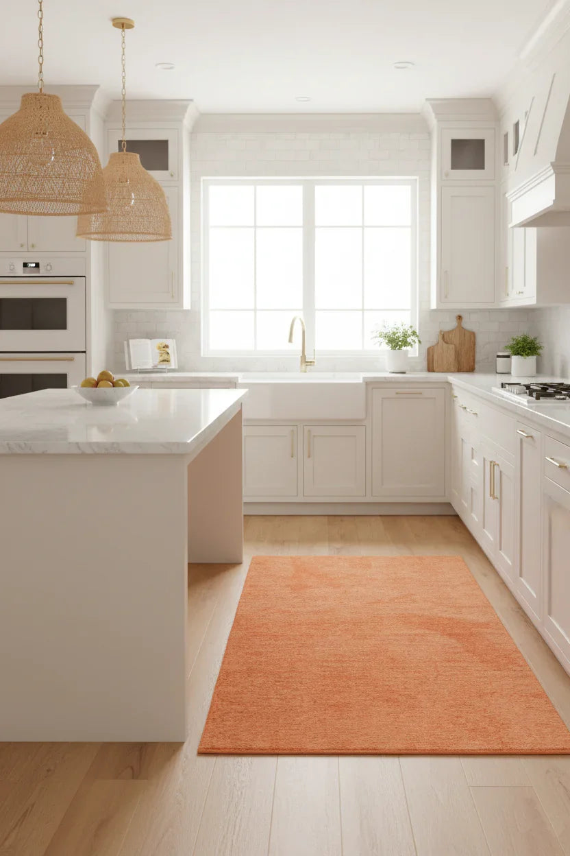 Turuncu Düz Yıkanabilir Antibakteriyel Halı-Pera Halı