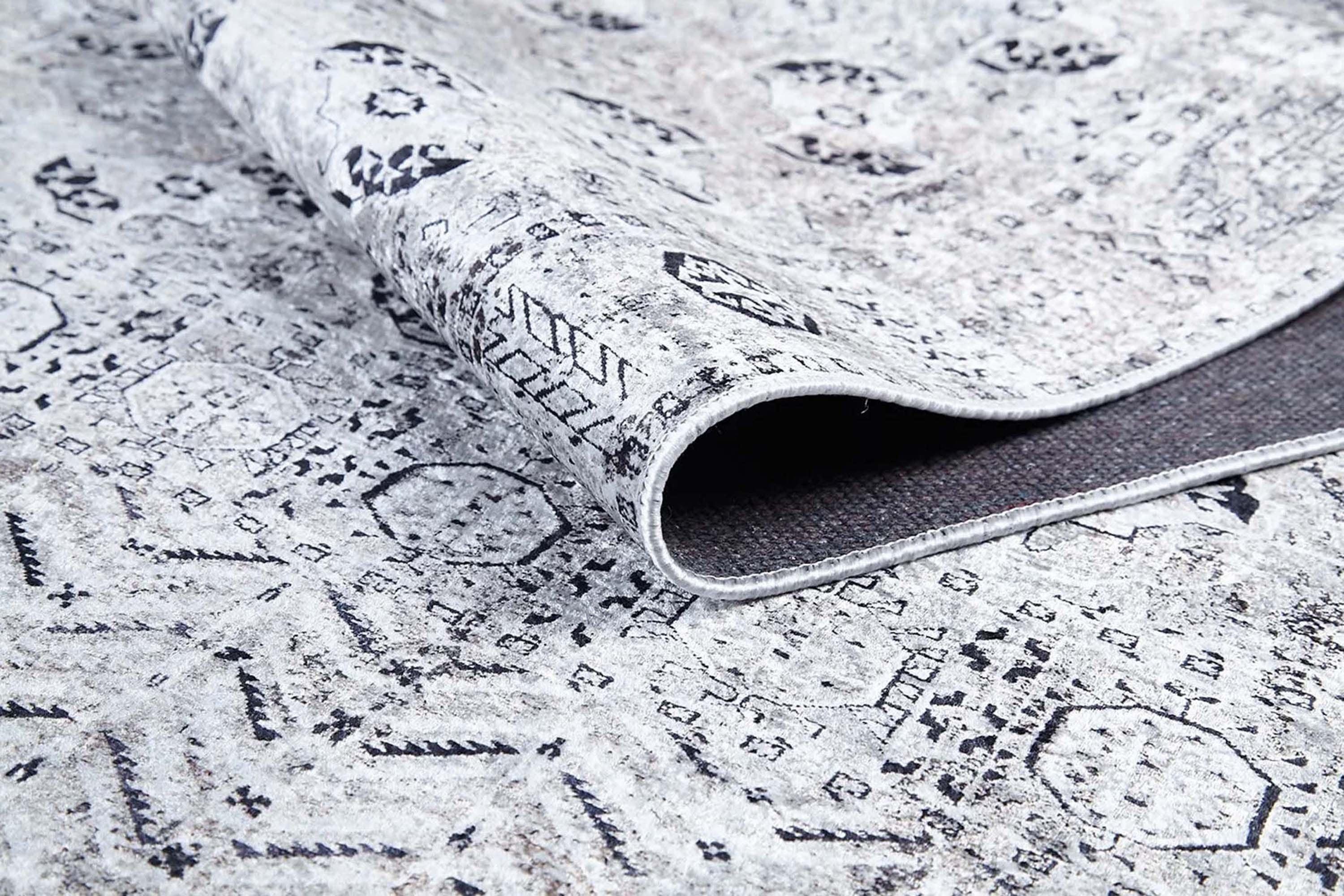 Turuncu Gümüş Geometrik Desenli Kilim Halı-Pera Halı