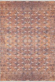 Turuncu Gümüş Geometrik Desenli Kilim Halı-Pera Halı