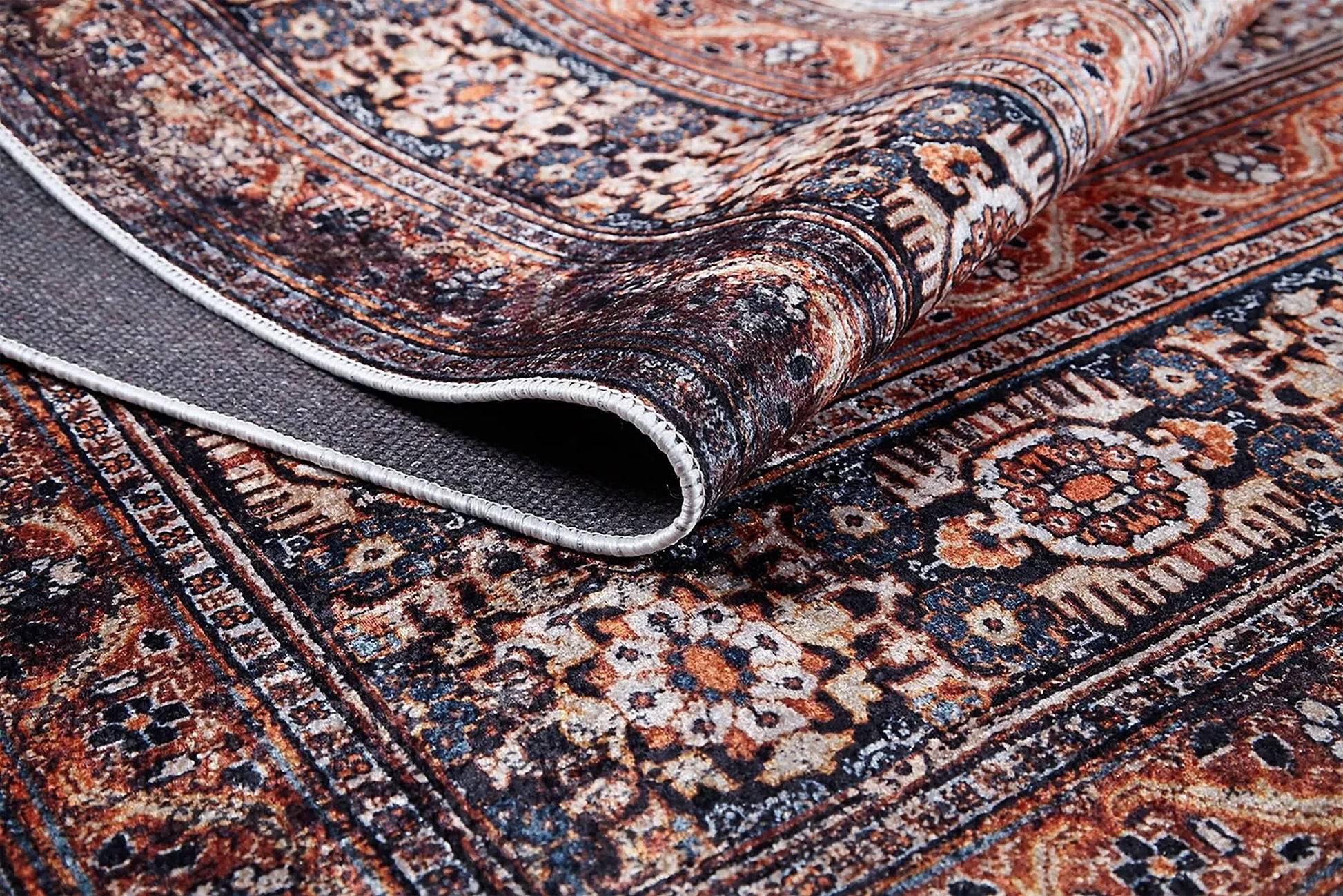 Turuncu Madalyon Geometrik Halı-Pera Halı