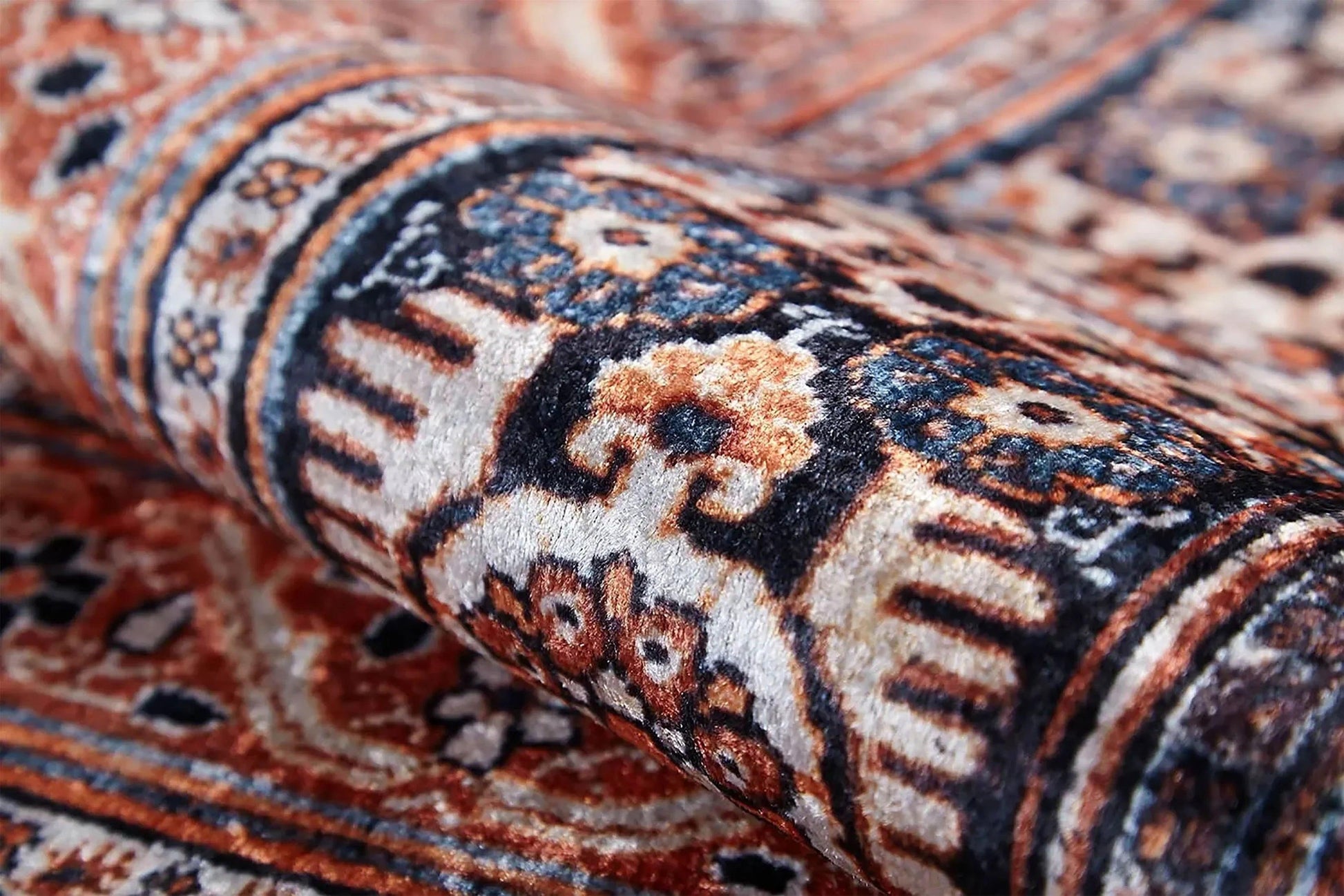 Turuncu Madalyon Geometrik Halı-Pera Halı