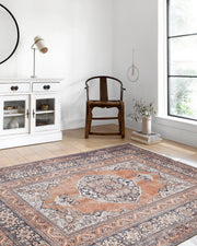 Turuncu Madalyon Geometrik Halı-Pera Halı