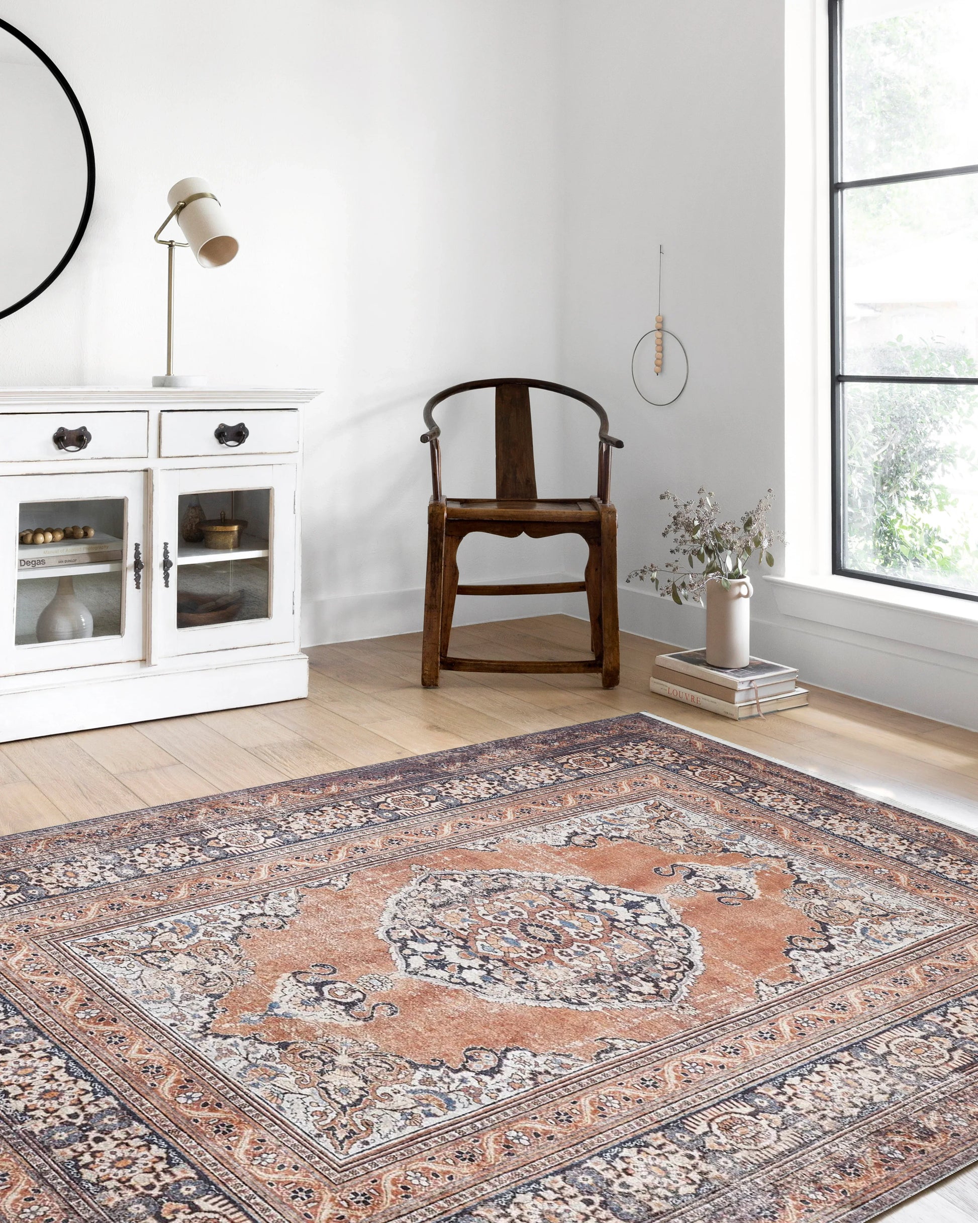 Turuncu Madalyon Geometrik Halı-Pera Halı