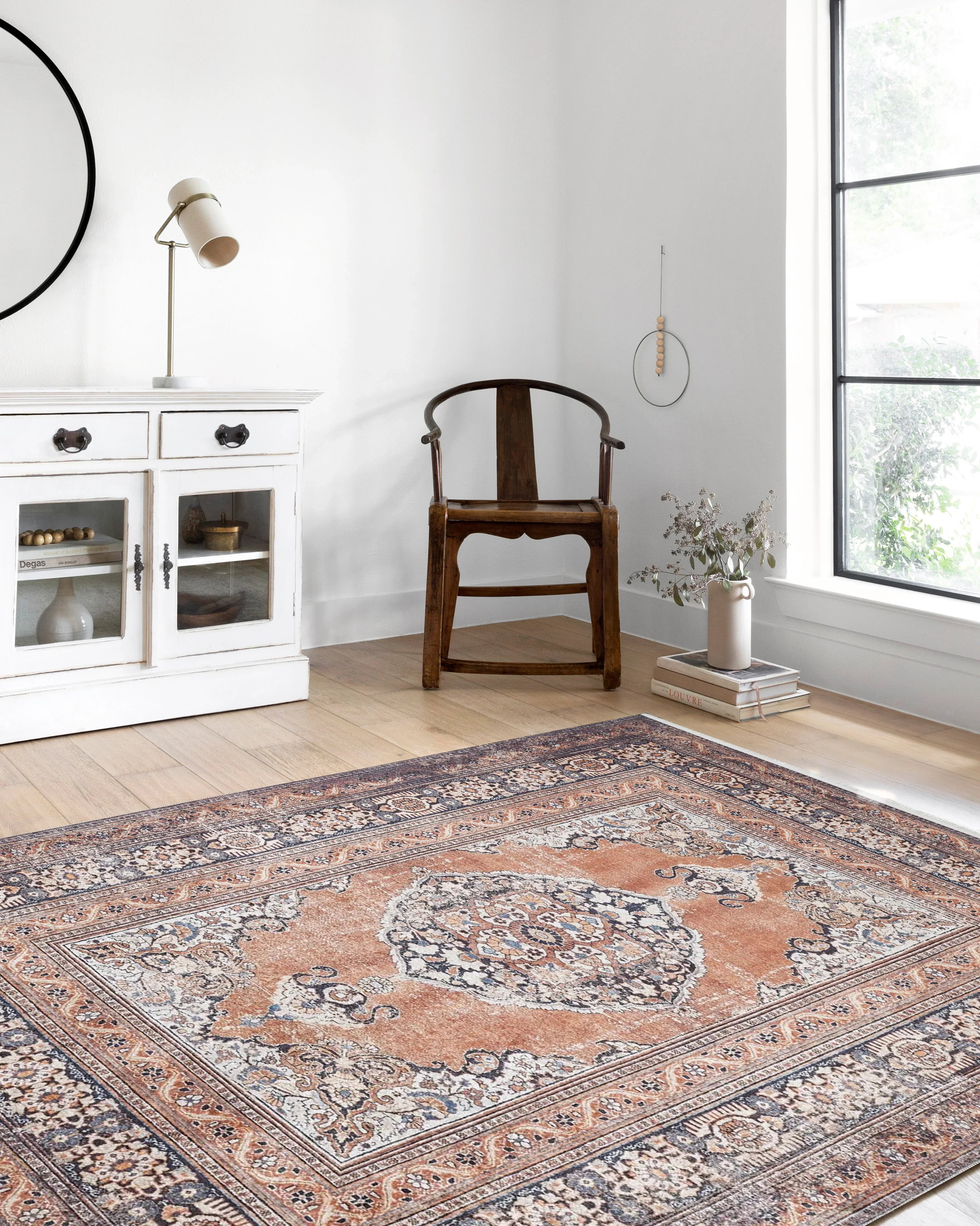 Turuncu Madalyon Geometrik Halı-Pera Halı