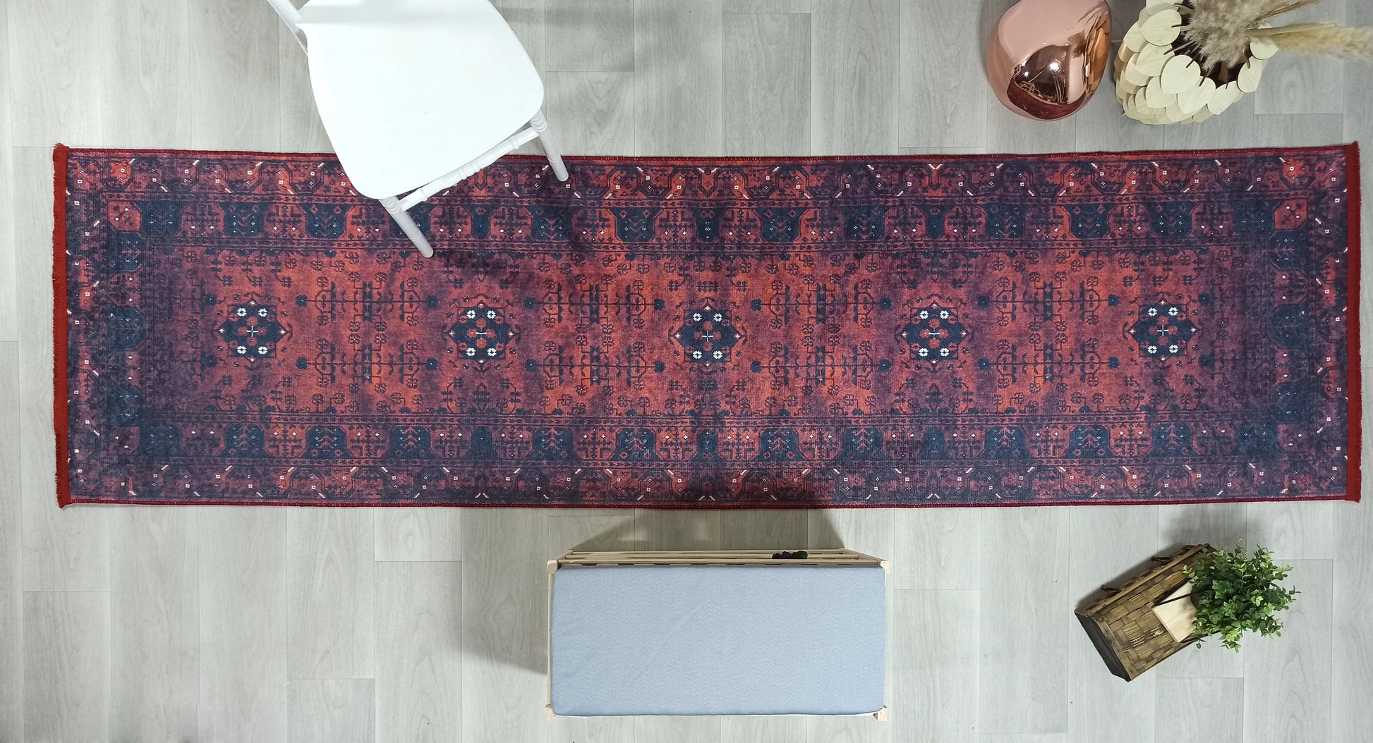 Uşak Kırmızı Lacivert Yazlık Halı-Pera Halı