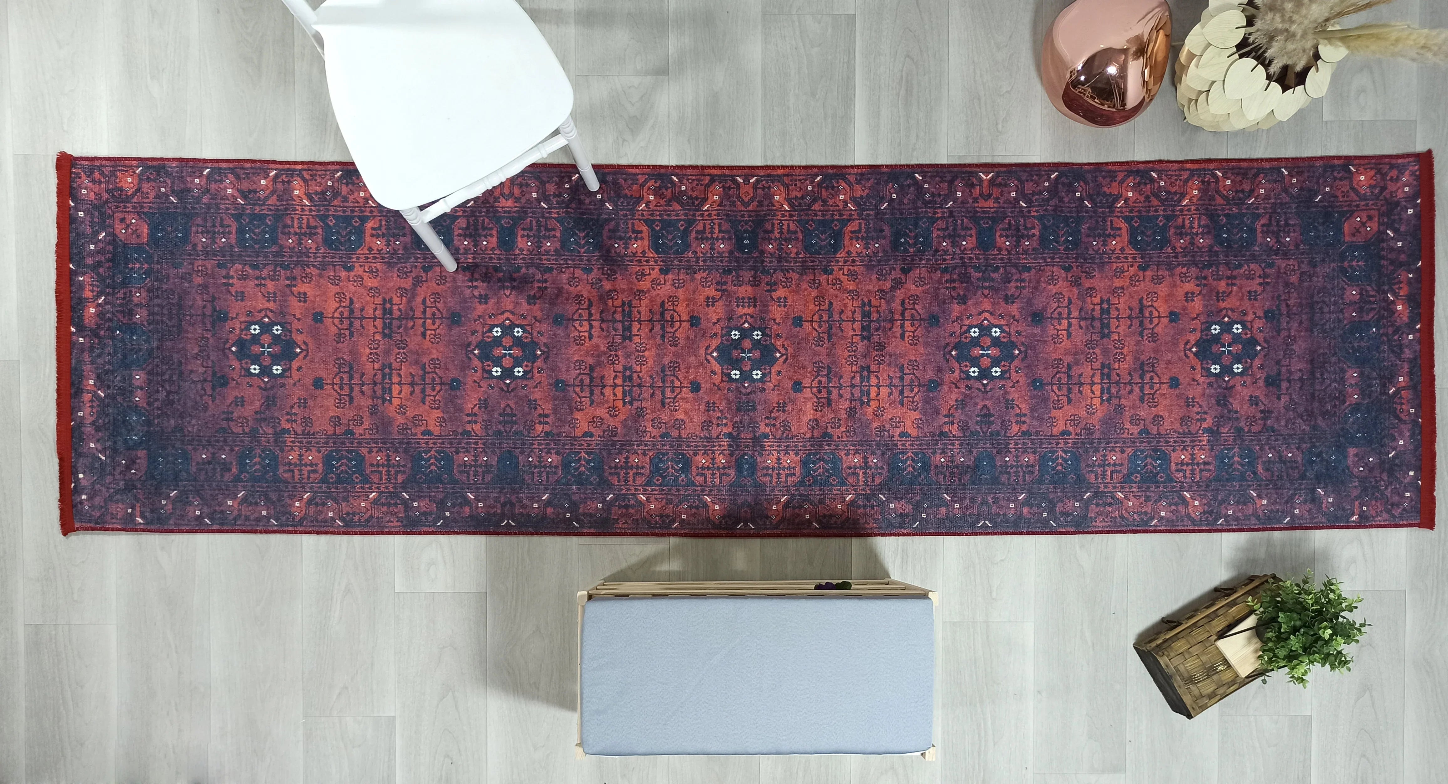 Uşak Kırmızı Lacivert Yazlık Halı-Pera Halı