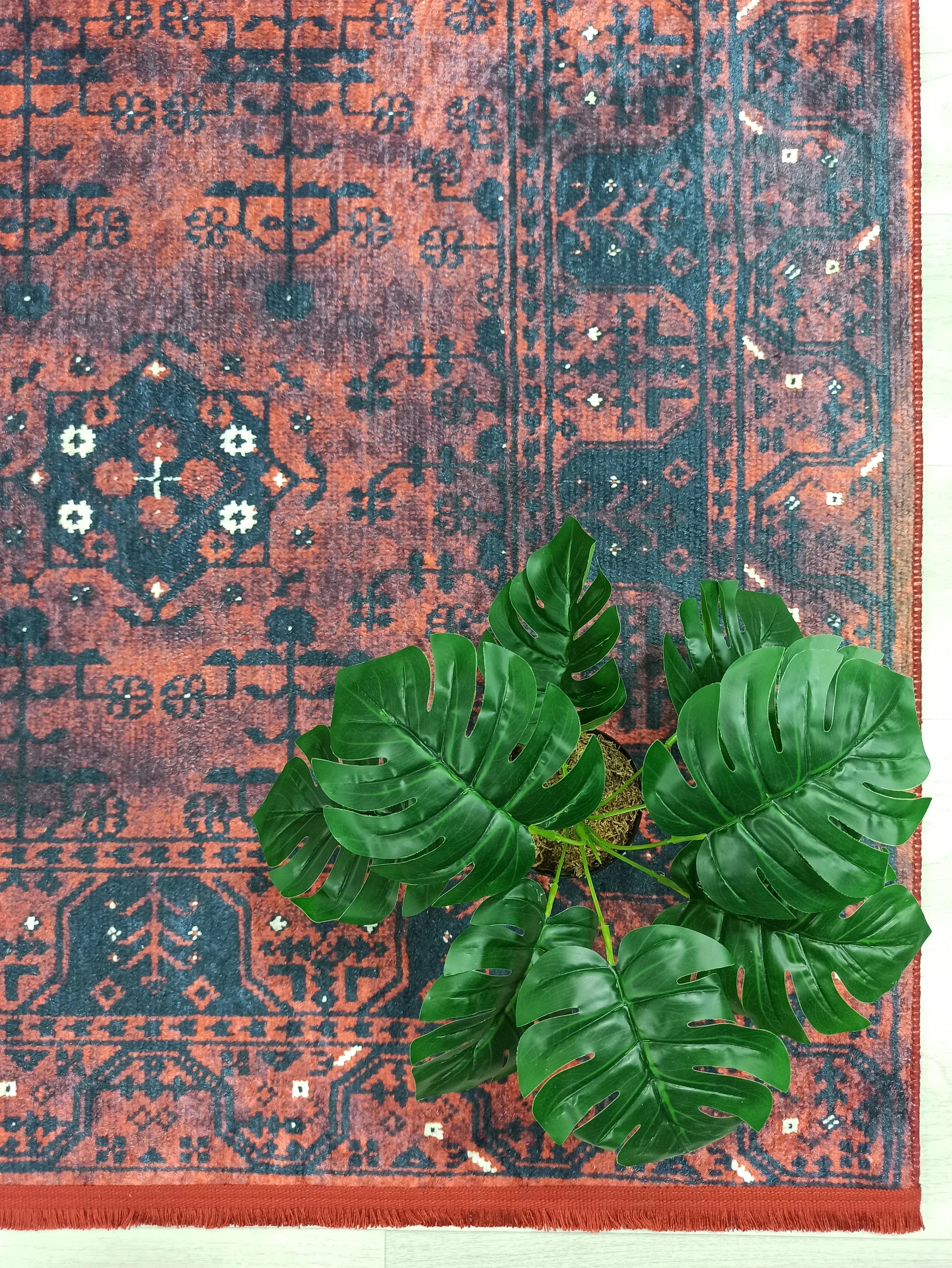 Uşak Kırmızı Lacivert Yazlık Halı-Pera Halı