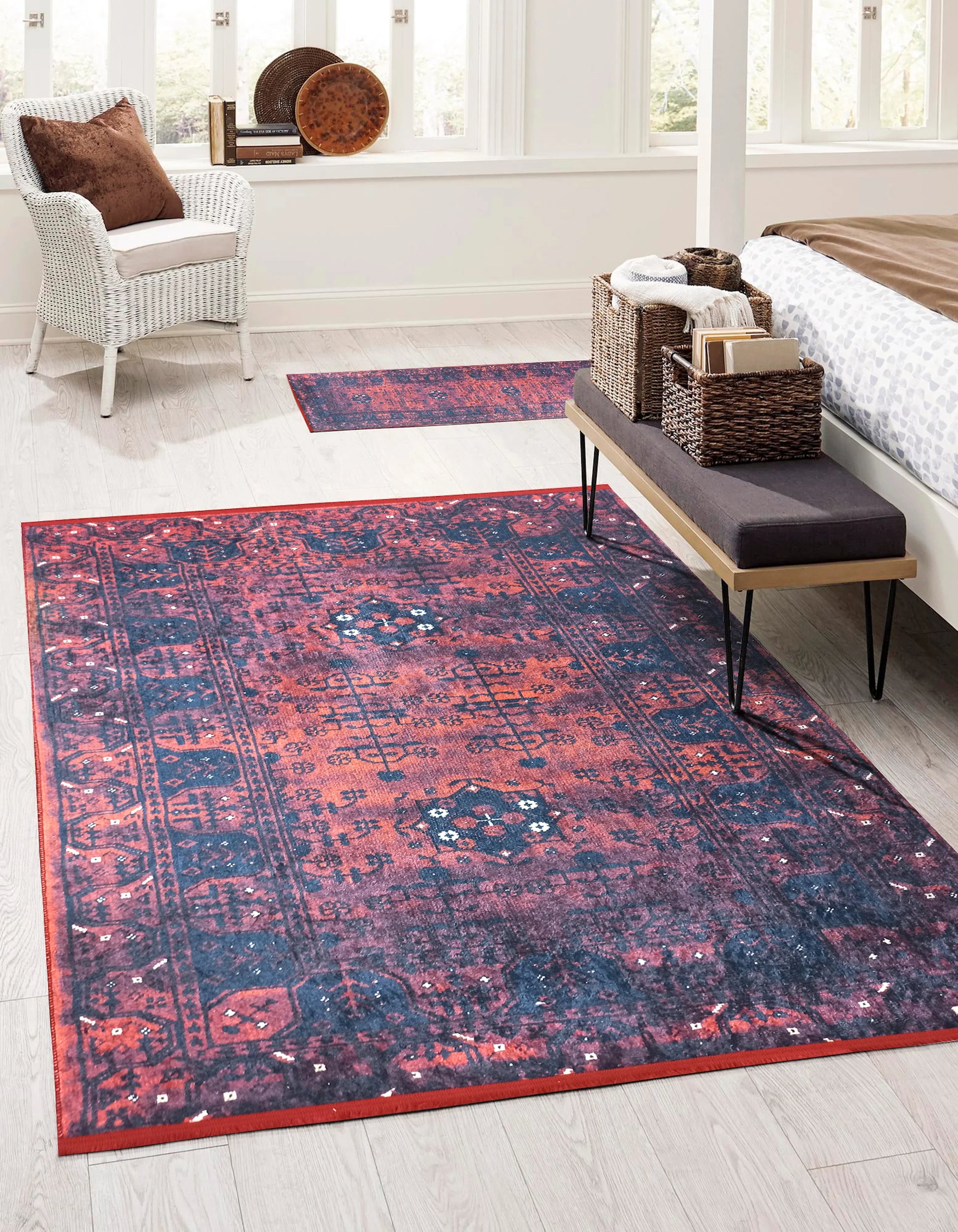 Uşak Kırmızı Lacivert Yazlık Halı-Pera Halı