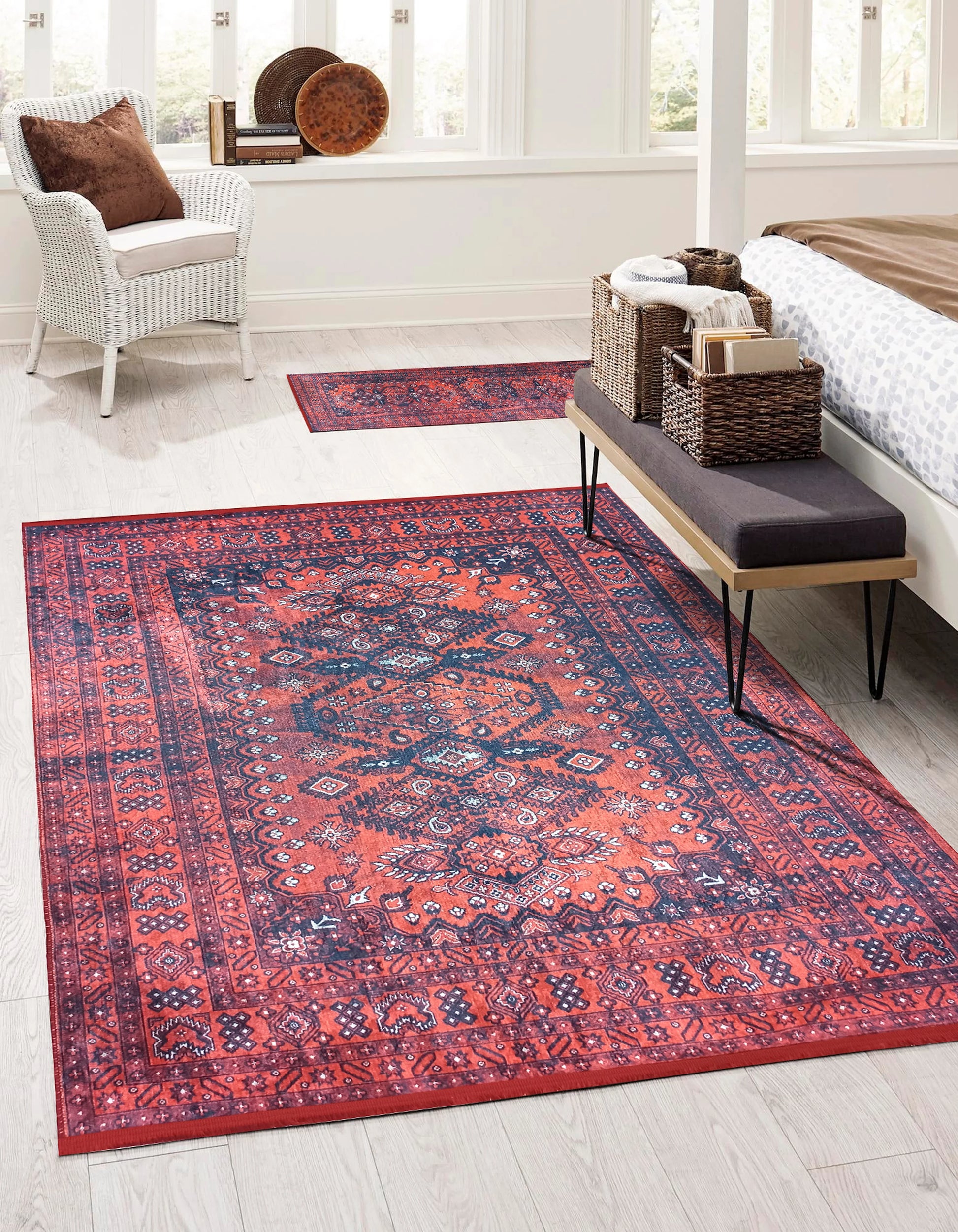 Uşak Madalyon Bordo Kızıl Halı-Pera Halı