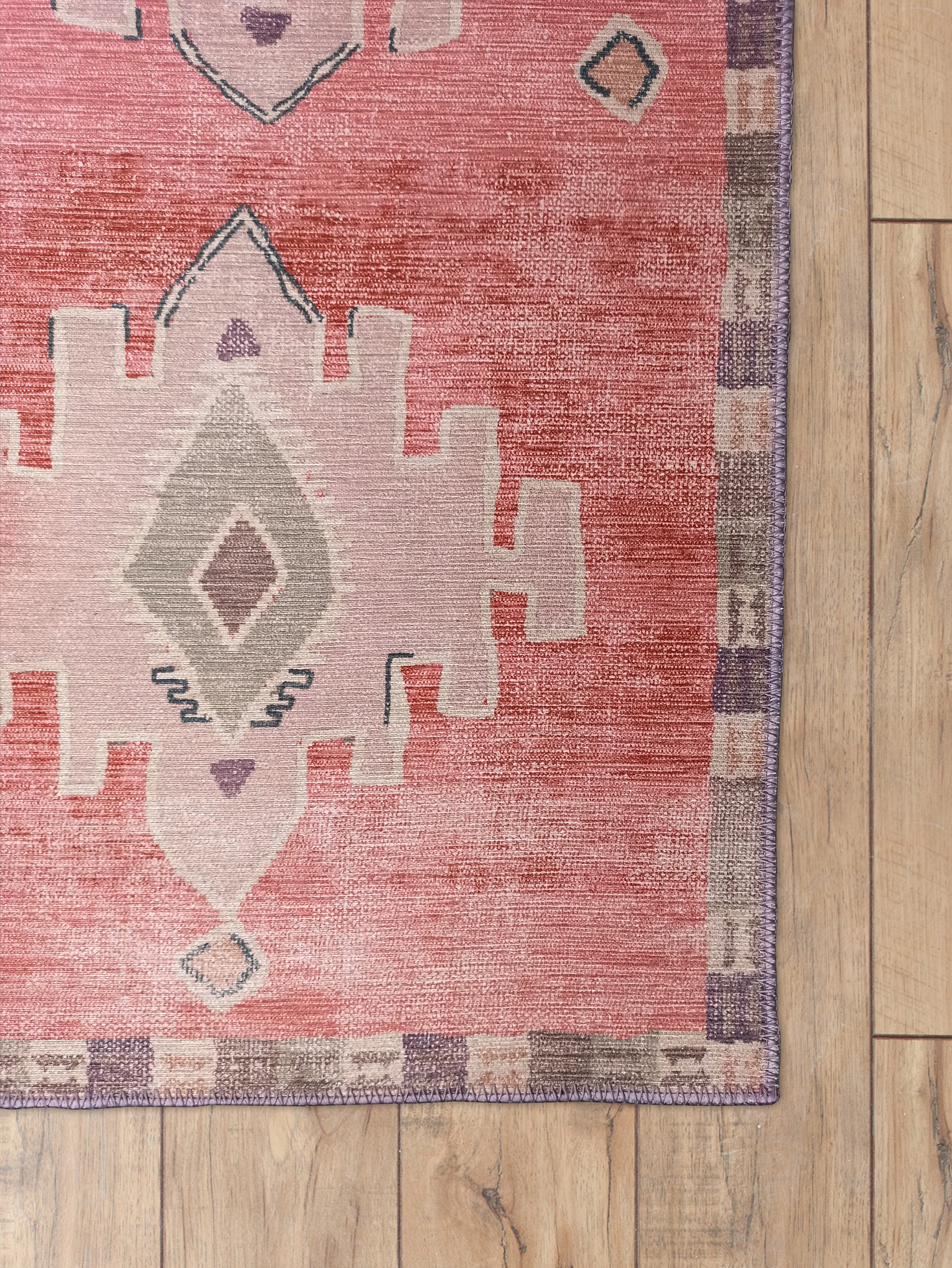 Uşak Blau-Roter Vintage-Kelim-Teppich