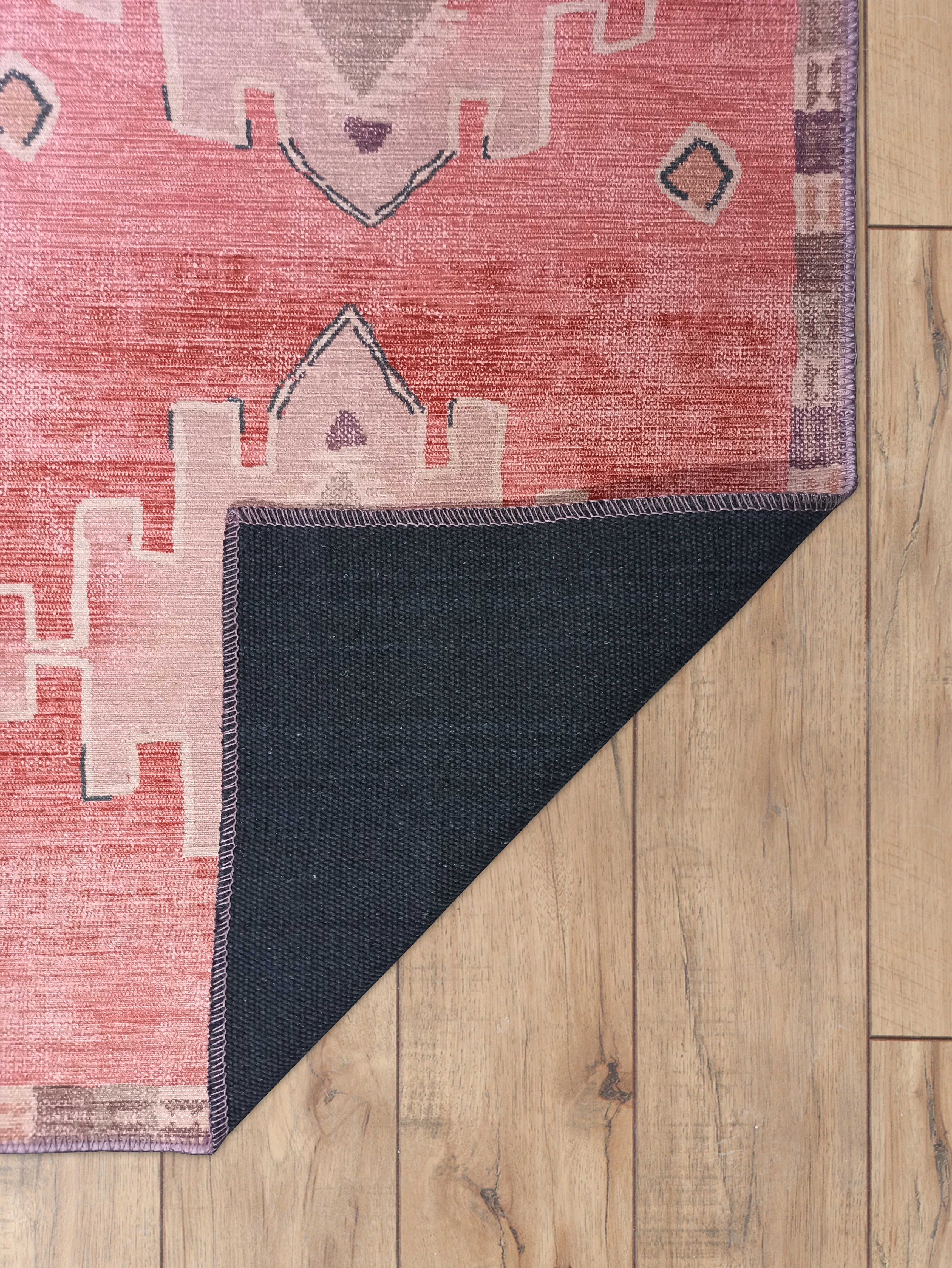 Uşak Blau-Roter Vintage-Kelim-Teppich