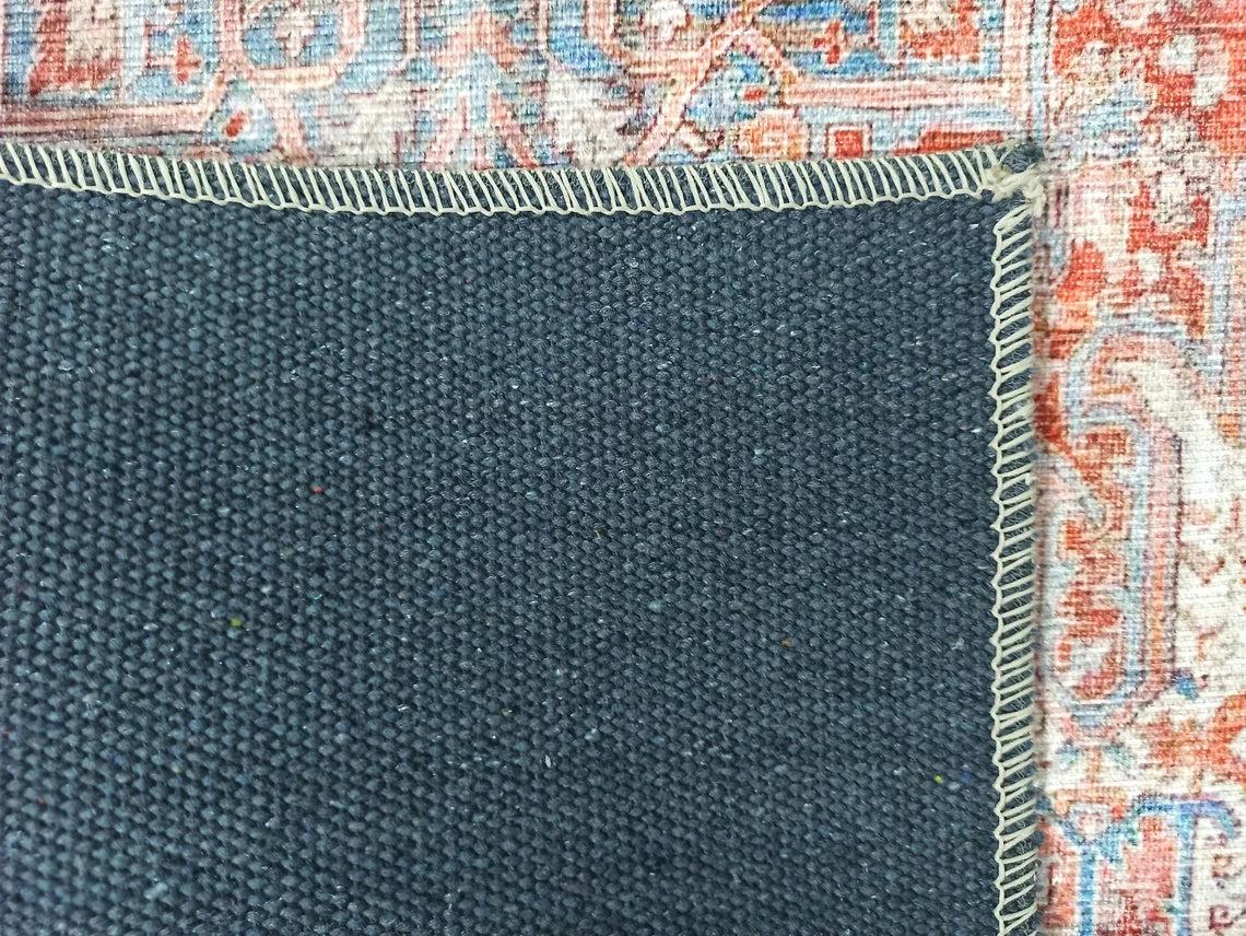 Grauer Vintage-Teppich mit geometrischem Muster