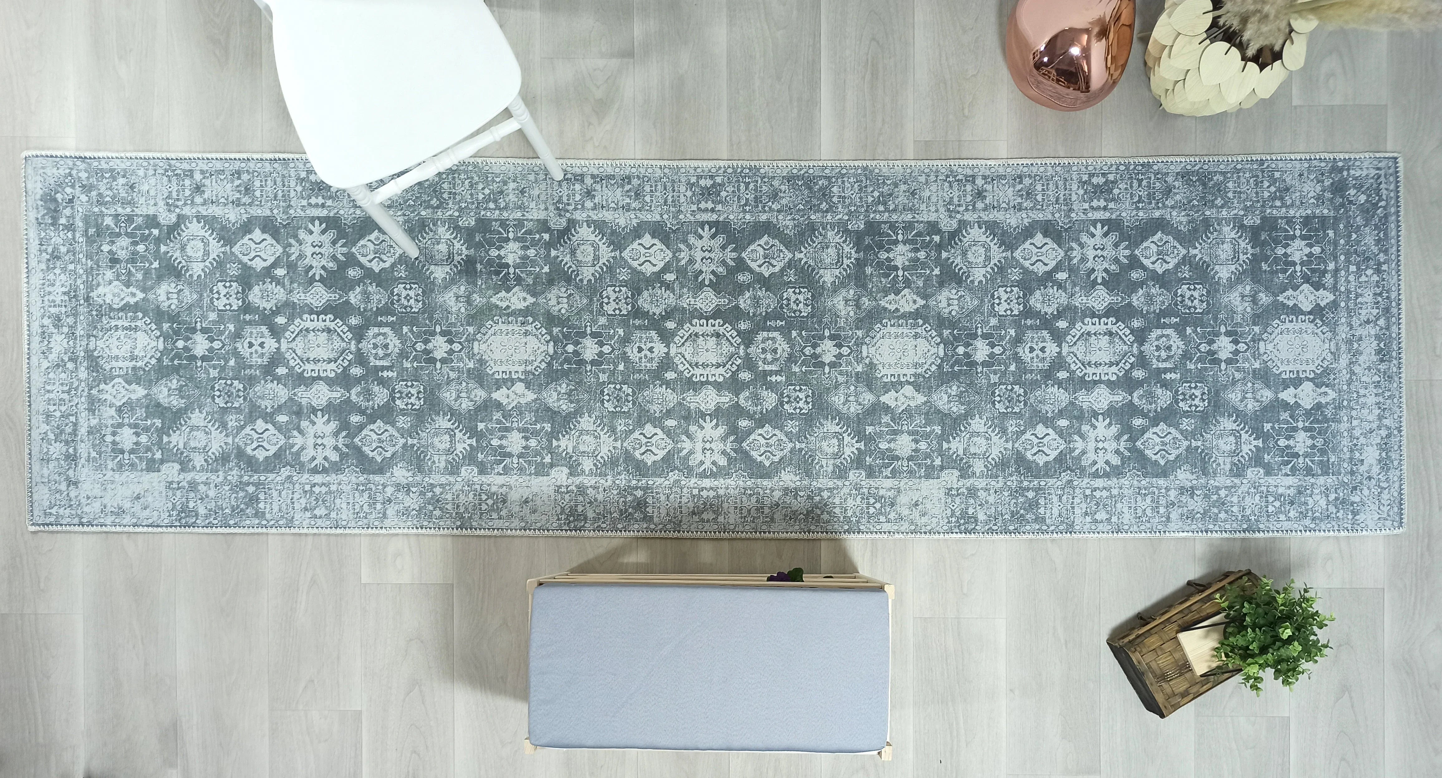 Vintage Eskitme Gri Halı-Pera Halı