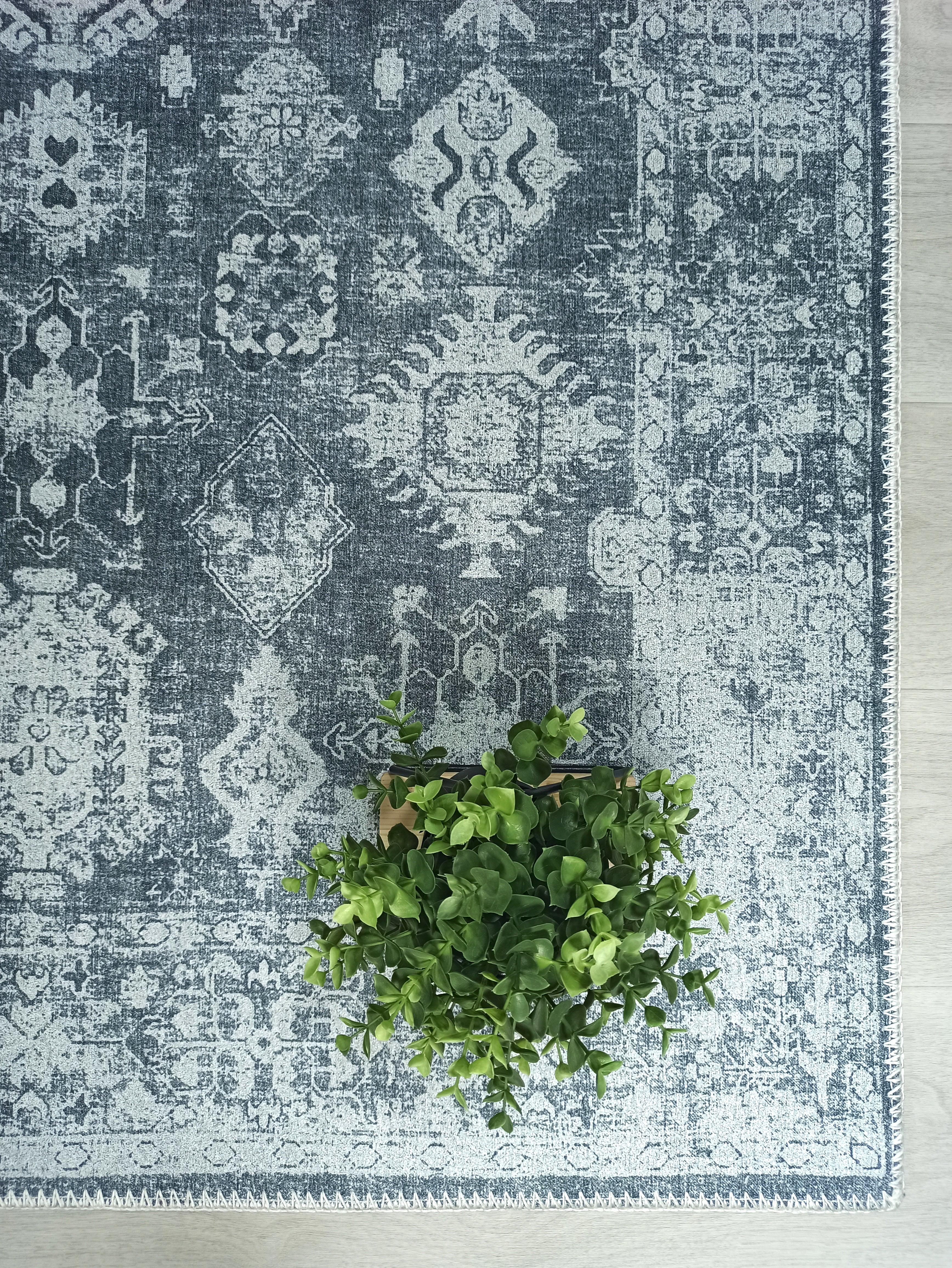 Vintage Eskitme Gri Halı-Pera Halı